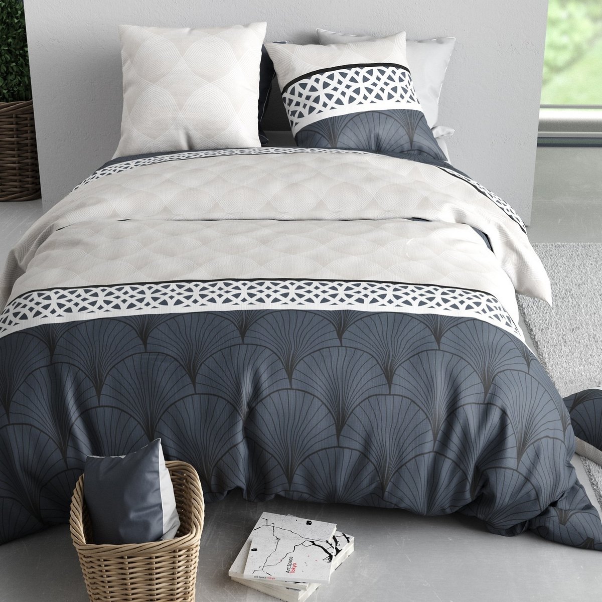 Parure de lit - Housse de couette Coton 57 fils multicolore, EDEN