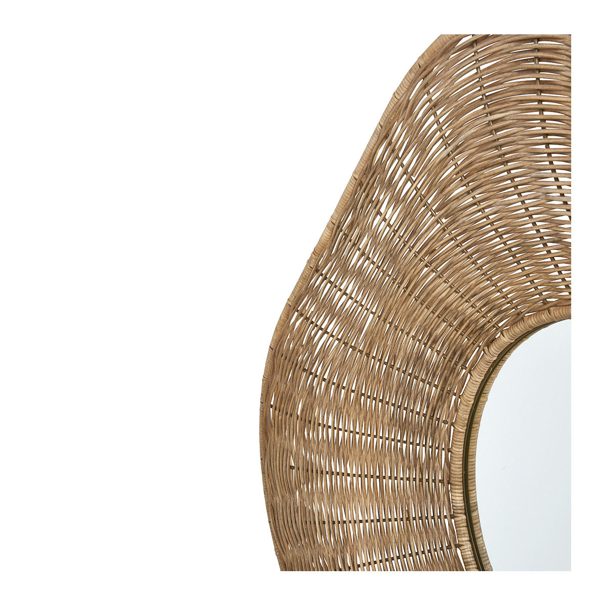Miroir ISIS rotin et métal naturel, BLANC D’IVOIRE