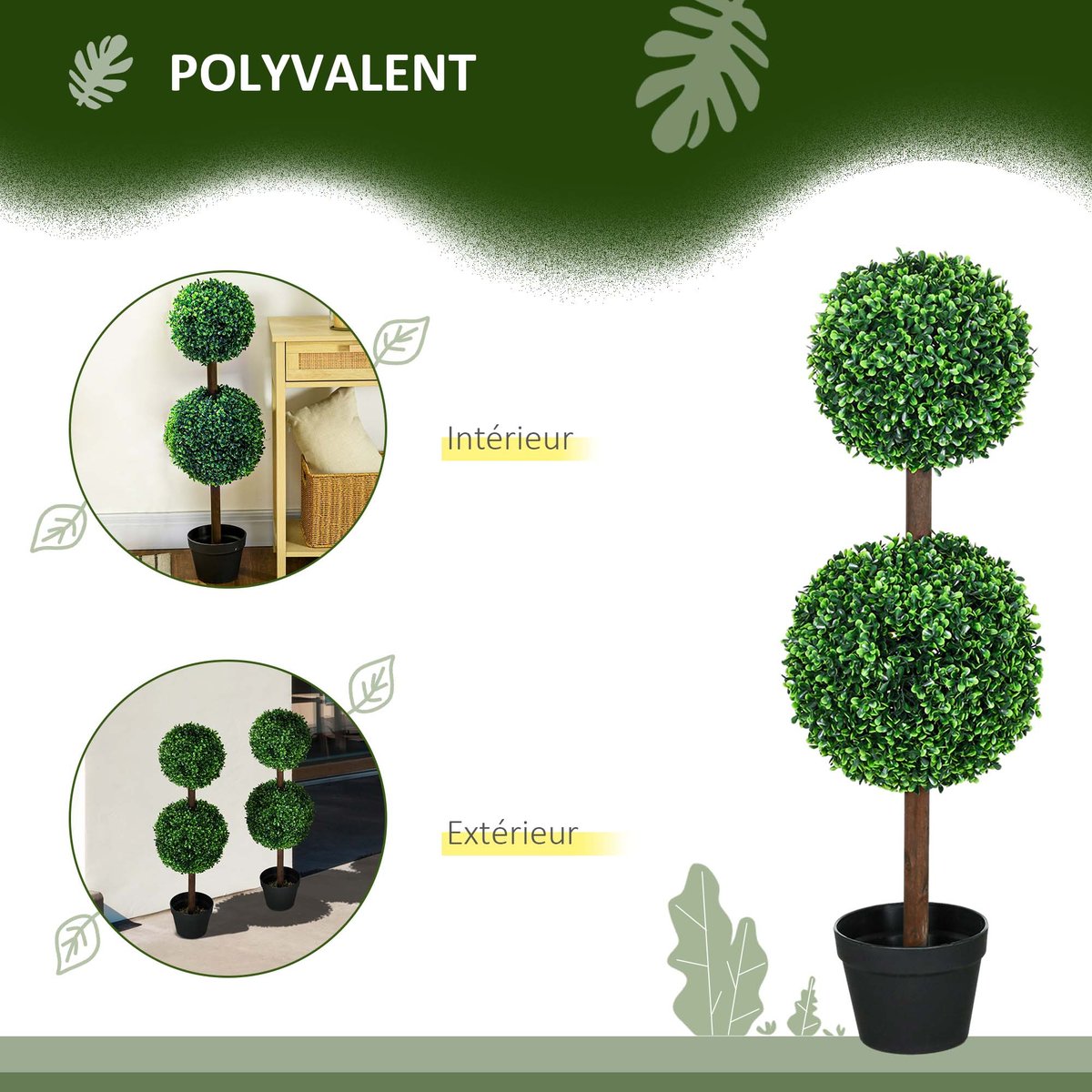 Topiaires artificielles PE Vert vert, HOMCOM