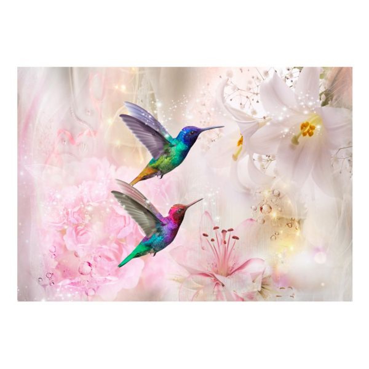 Papier peint intissé panoramique Animaux Colourful Hummingbirds (Pink) rose, EDEN