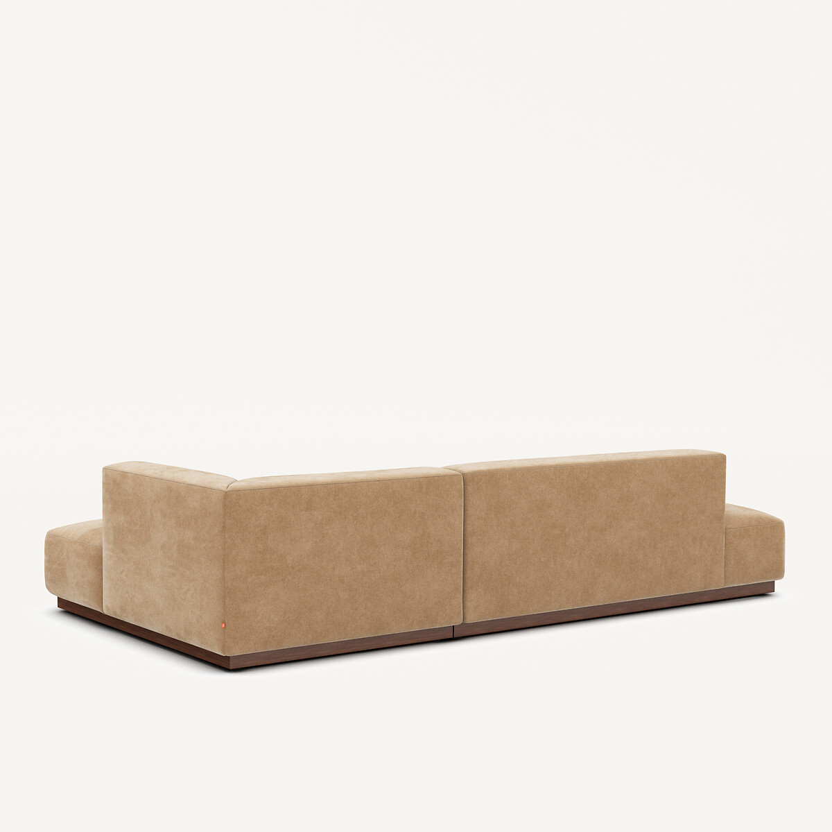 Canapé d'angle droit XL en velours stonewashed, JACOPO ficelle, AM.PM
