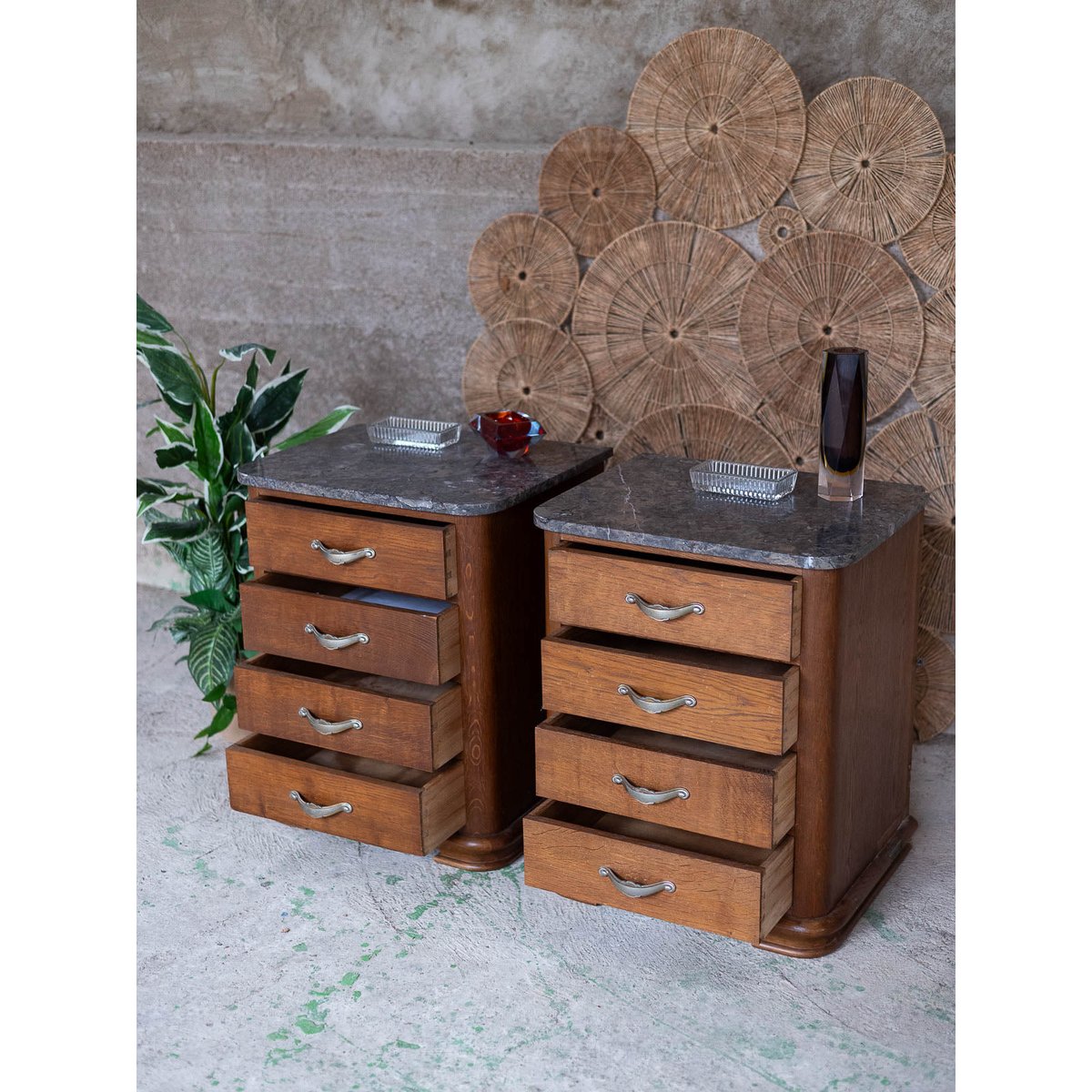 Paire de tables de chevet esprit Empire Odile N°1578 - Bon état bois foncé, DEBONGOUT