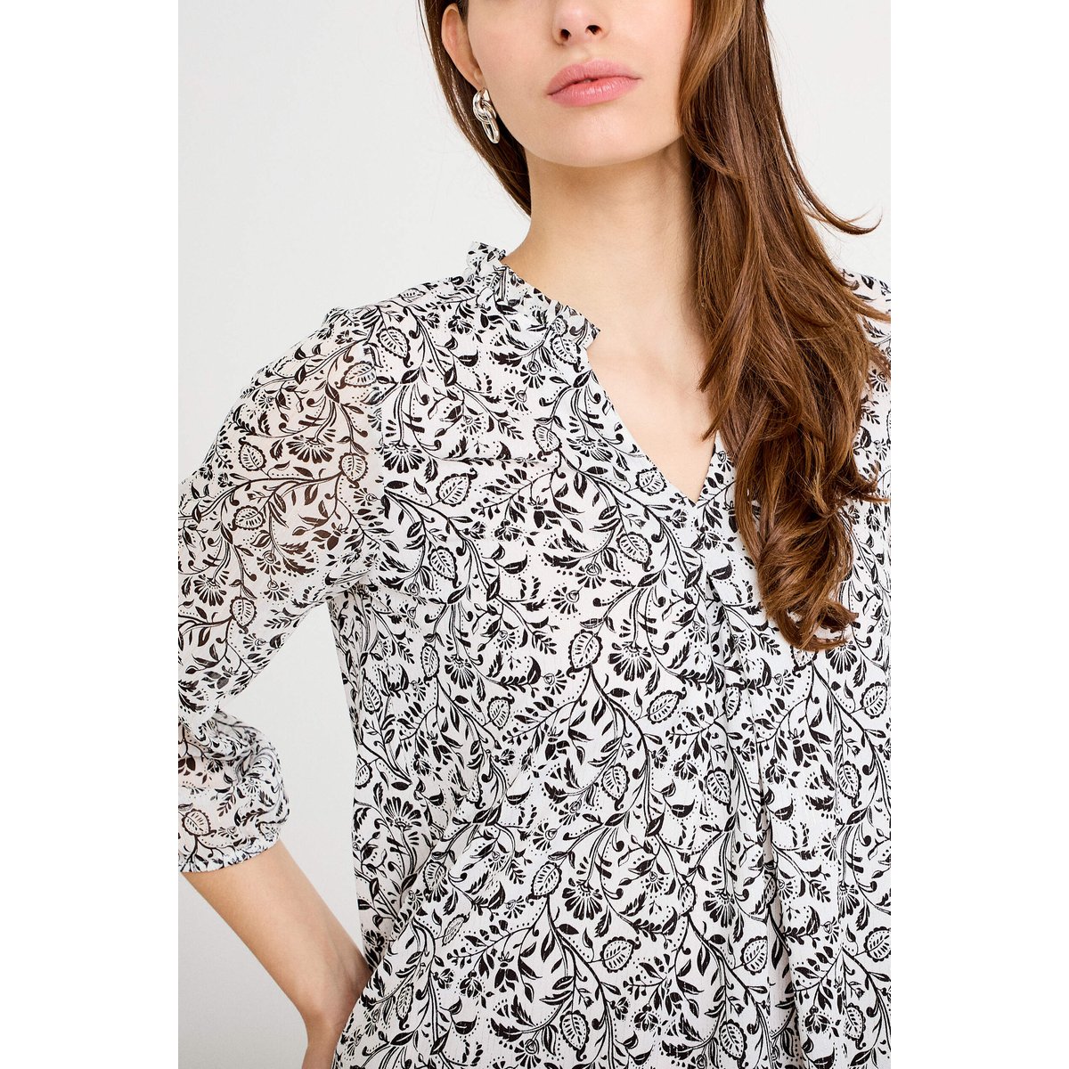 Blouse col v manches 3/4 blanc, CACHE CACHE