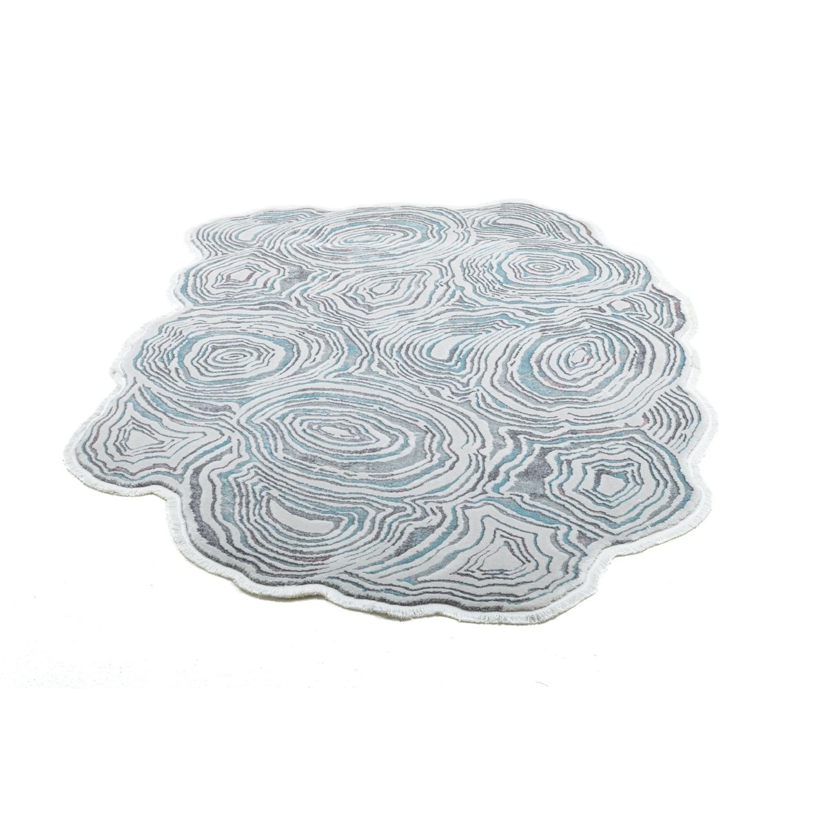Tapis tissé à la machine en polyester blanc multi, THEKO