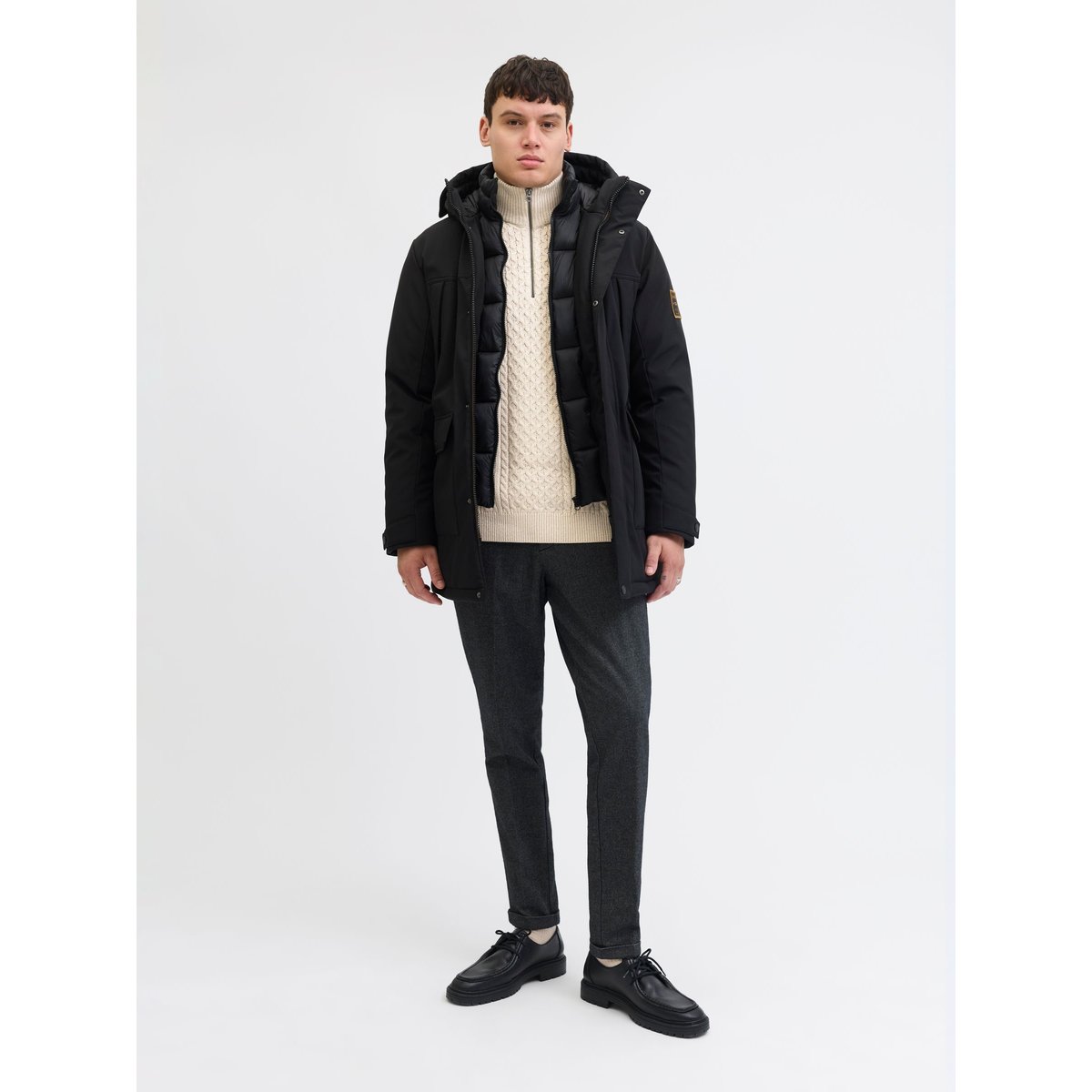Sweat À Mi-Fermeture Éclair grise - silver lining 1, JACK & JONES