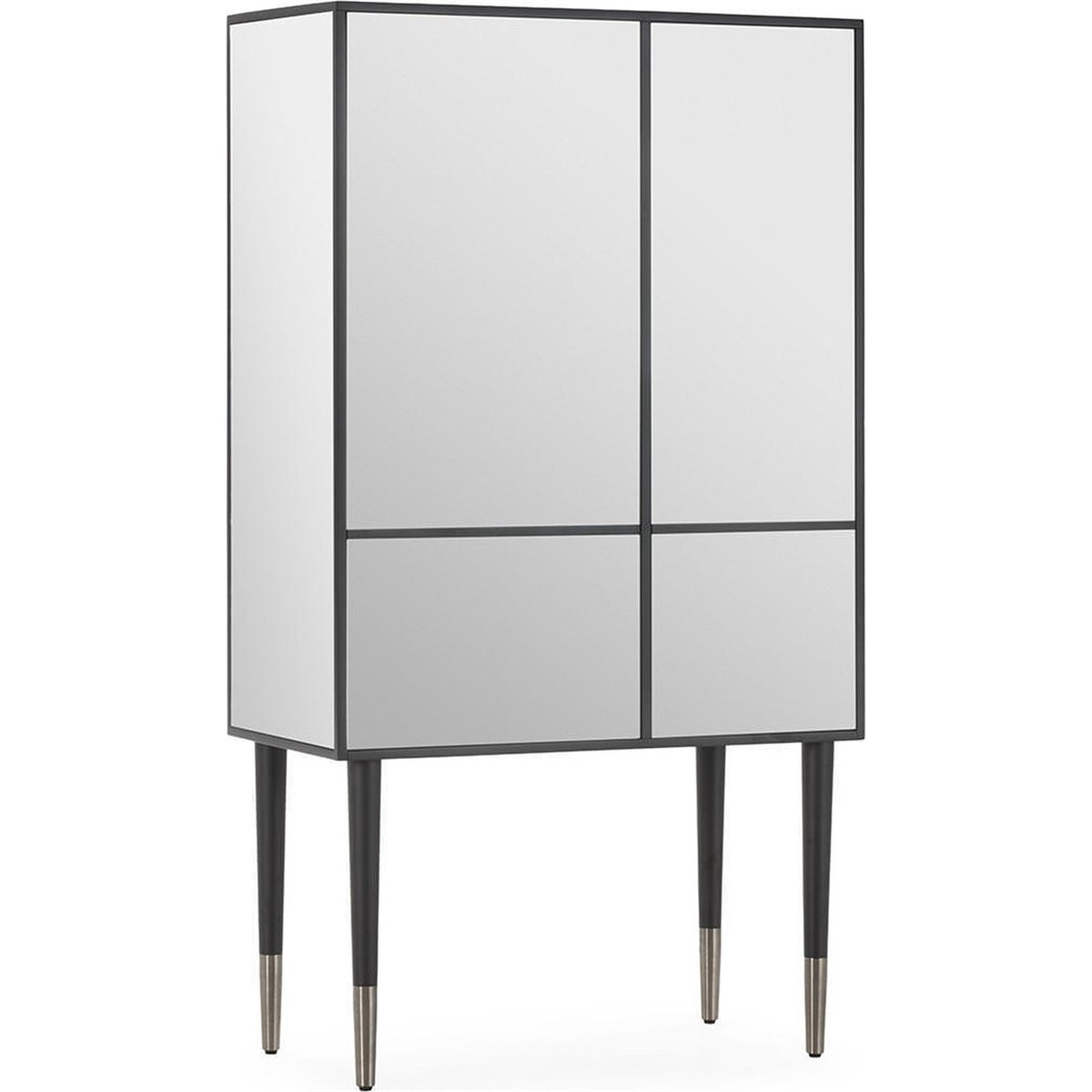 Meuble bar bois et miroir style glamour noir et miroir, RECOLLECTION