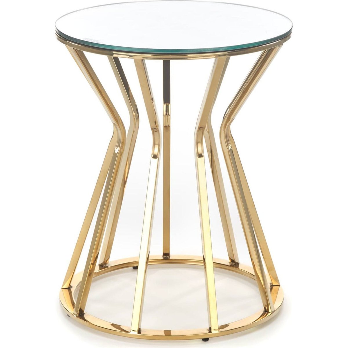 Table d'appoint ronde miroir PLIFIES doré et miroir transparent, RECOLLECTION