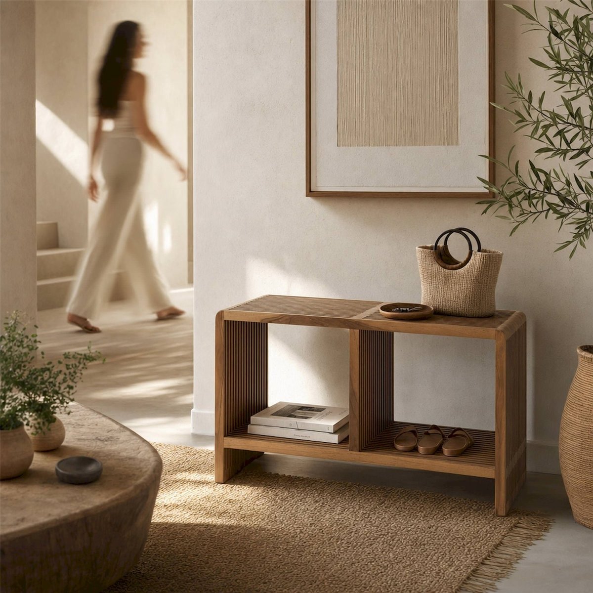 Banc à lattes en bois recyclé naturel, RECOLLECTION