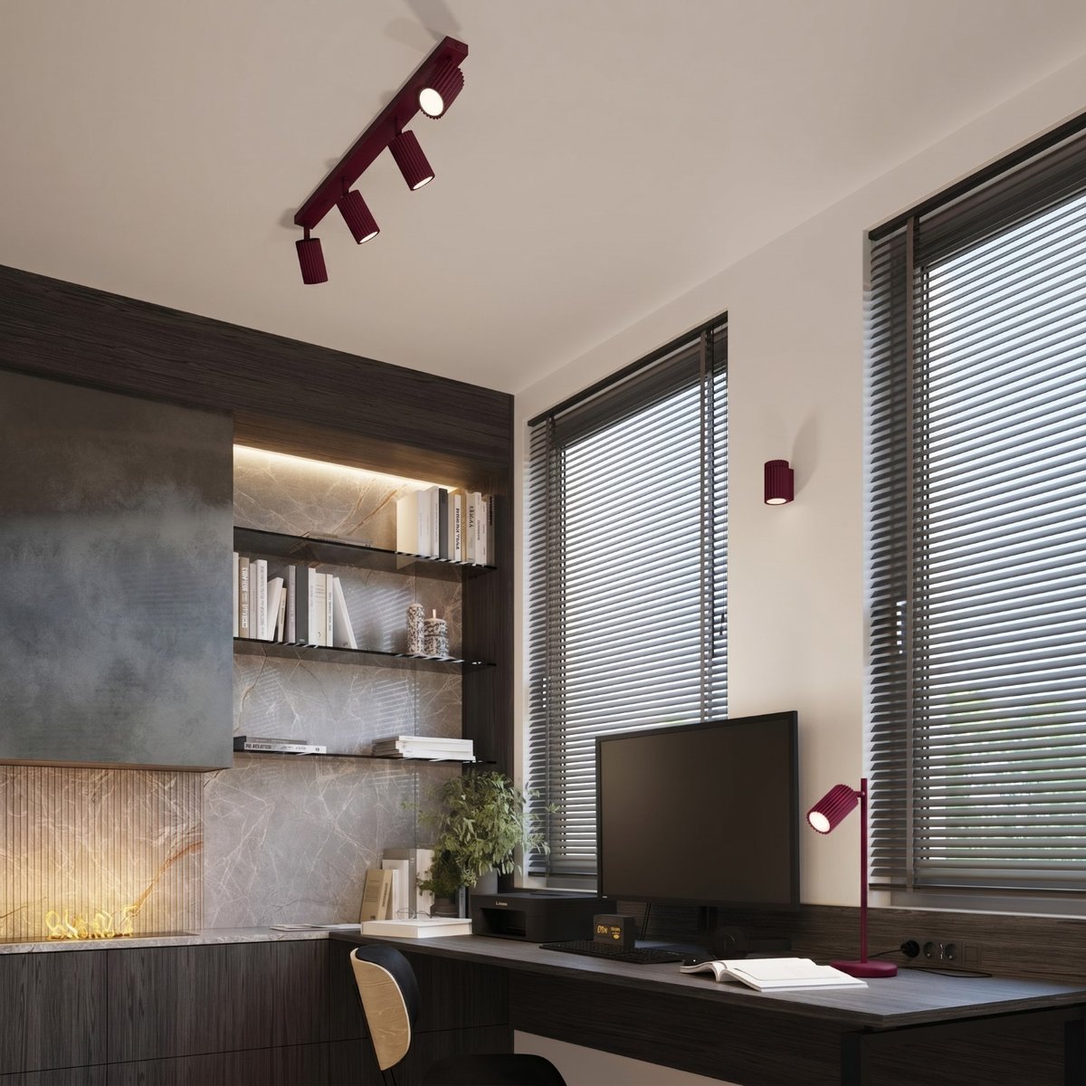 Plafonnier Aluminium Bordeaux GU10 4 KARBON bordeaux, EDEN