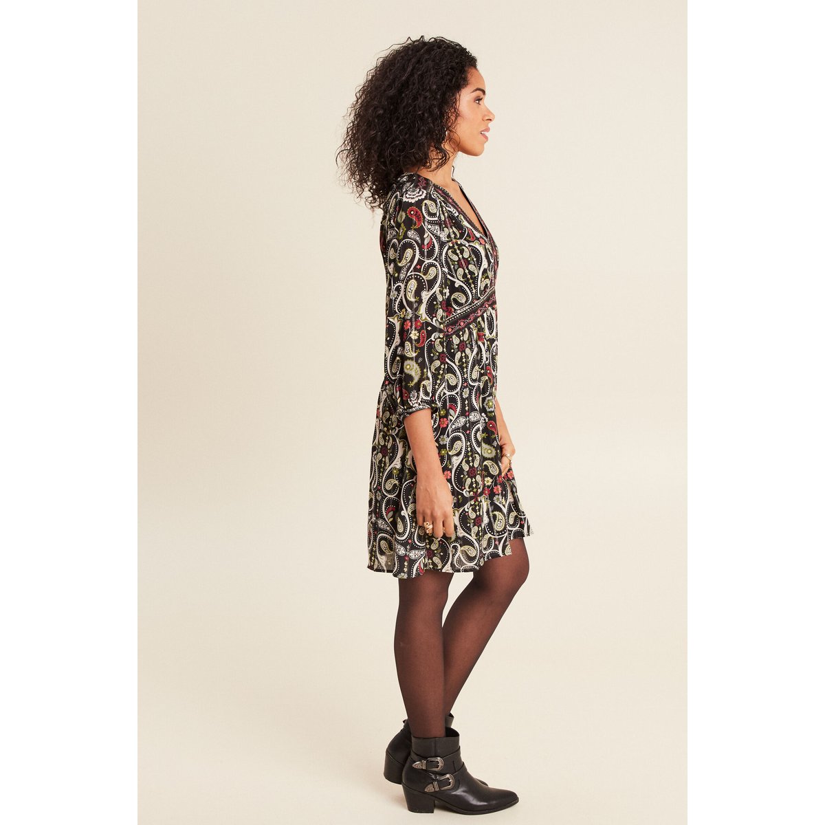 Robe évasée fluide noir, BREAL