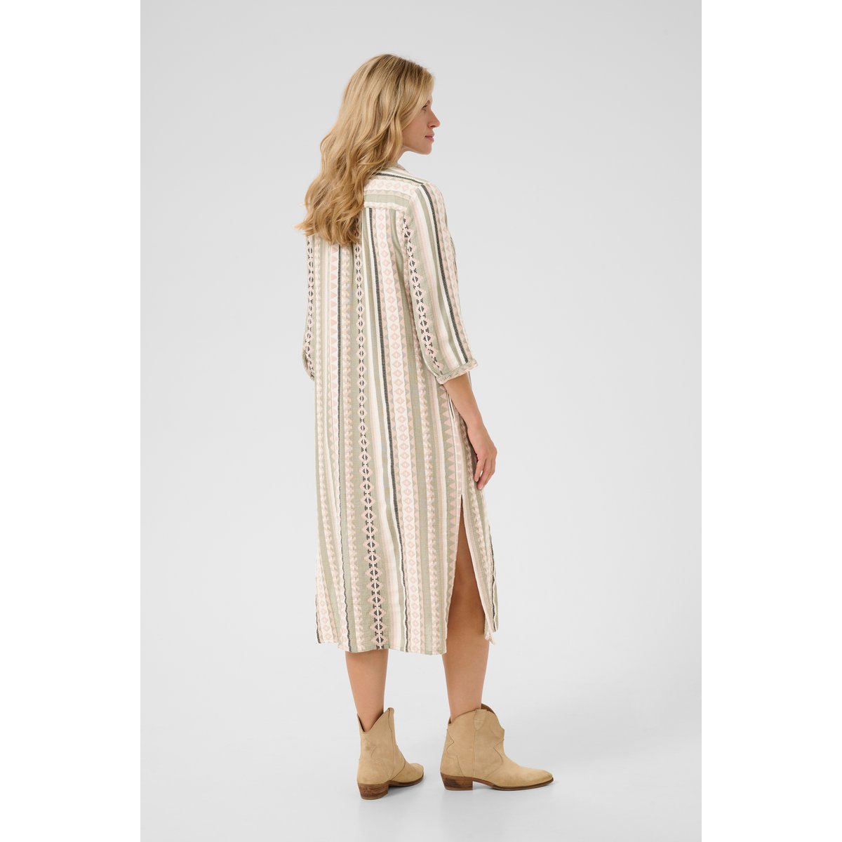 Dress multicolore jacquard tea jaquard, CREAM