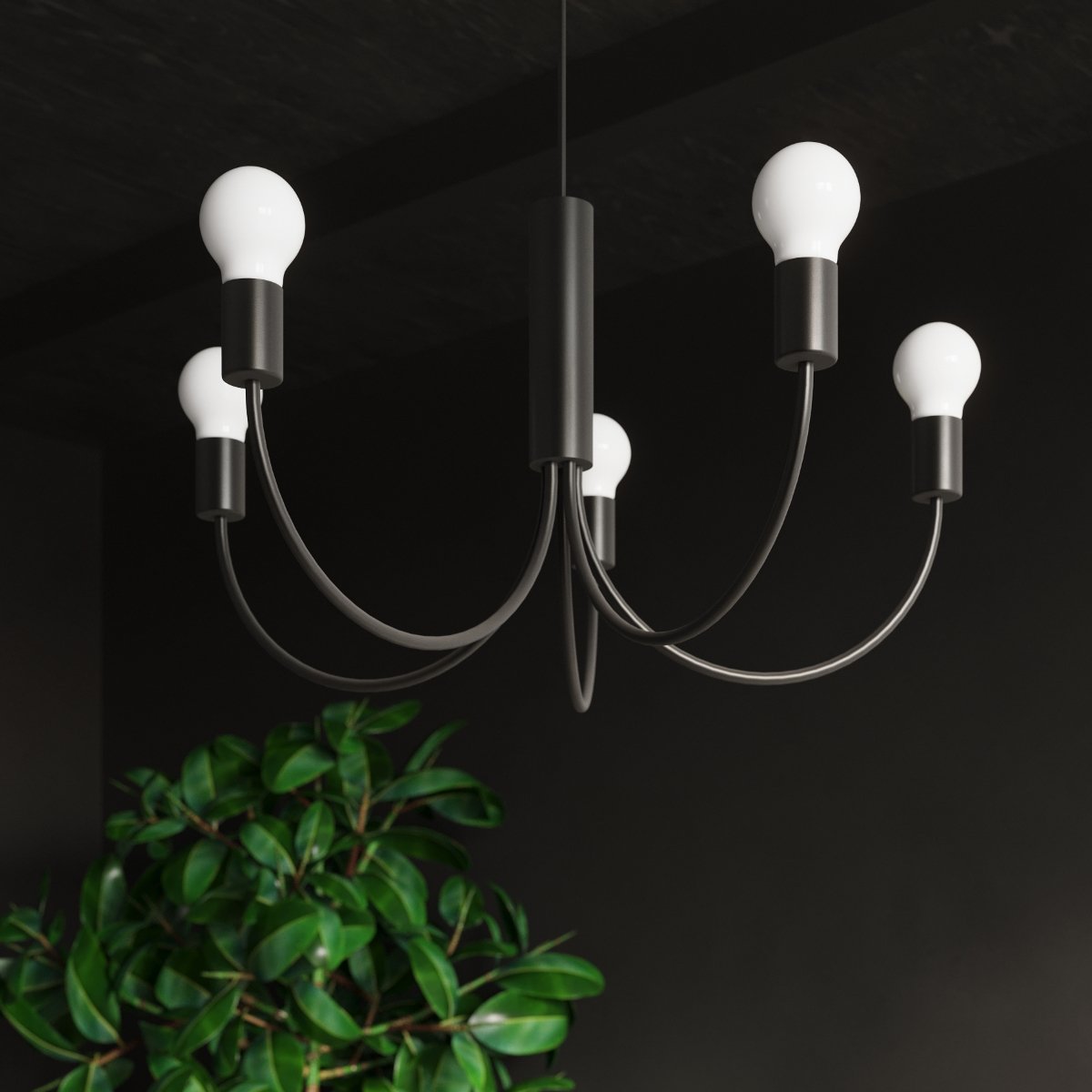 Suspension Acier Noir E27 3 Piccolo noir, EDEN