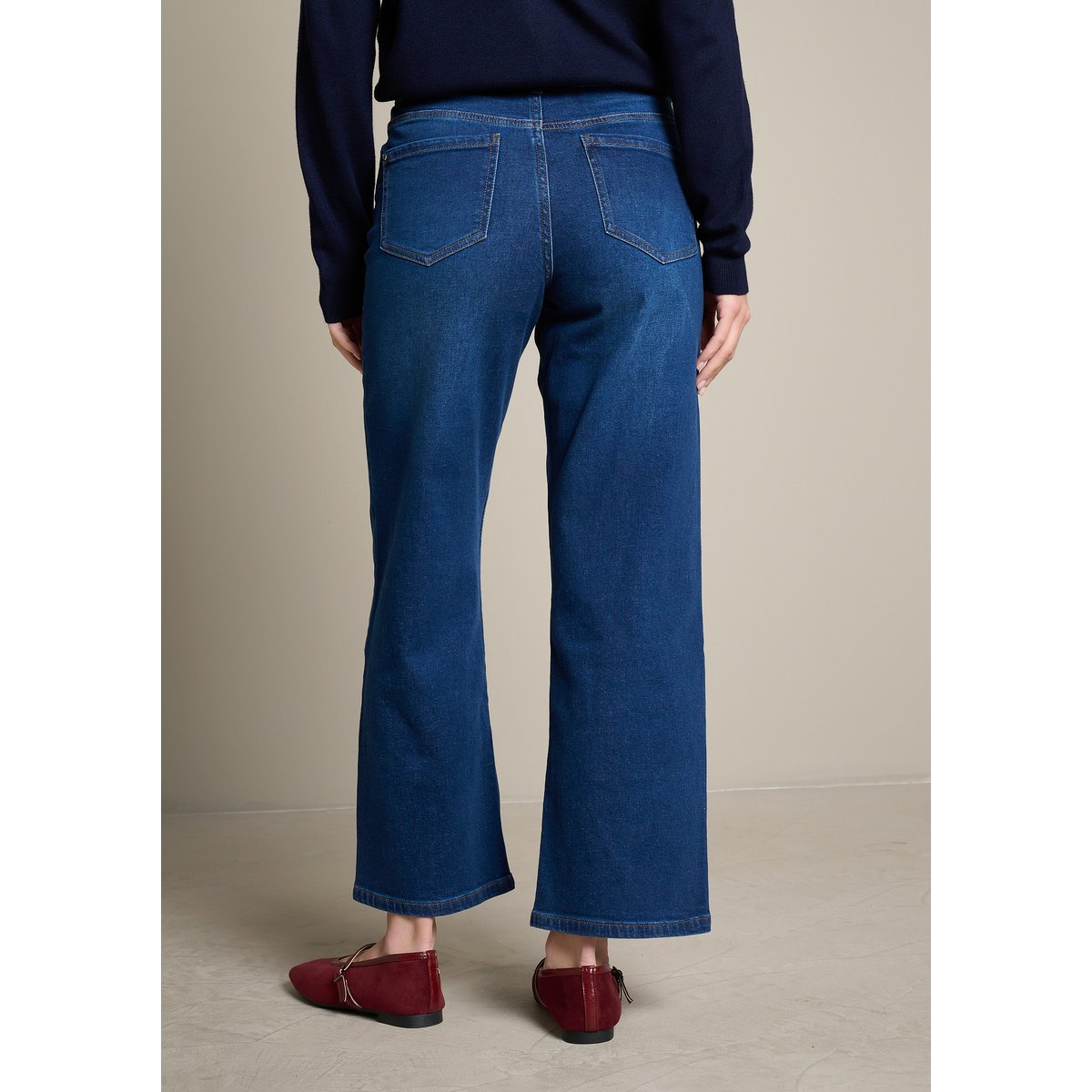 Jean taille haute coupe large dark blue, LOLALIZA