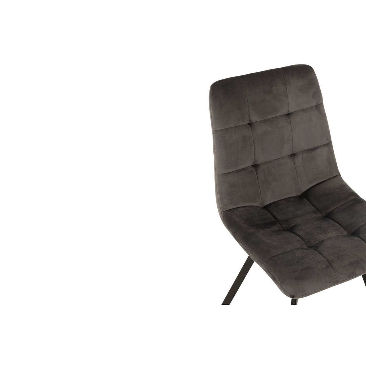 Chaises en velours peau de pêche et en métal (lot de 2) - OLIVIA gris, HELLIN, DEPUIS 1862