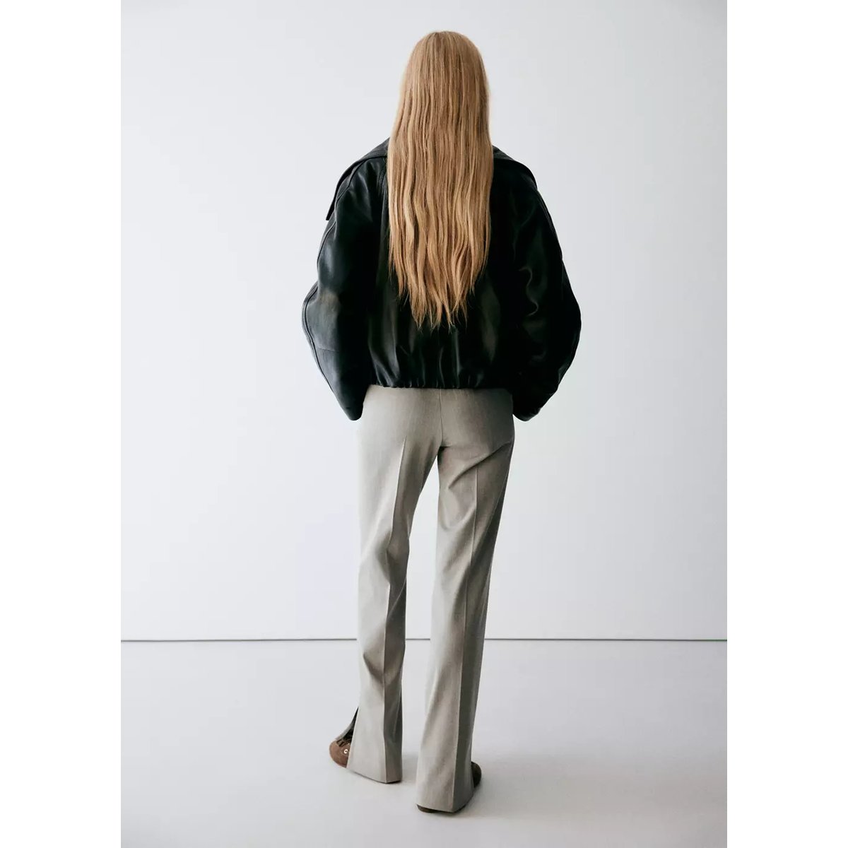 Pantalon costume droit rayures marron moyen, MANGO
