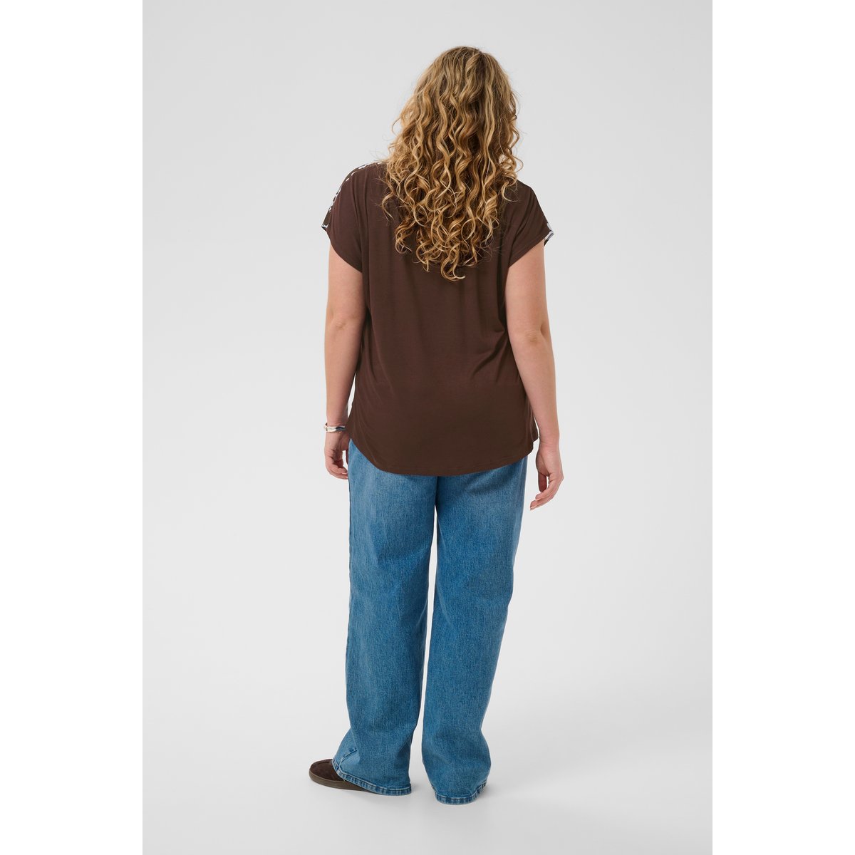 Blouse à manches longues marron coffee bean/blue fog flower, KAFFE CURVE