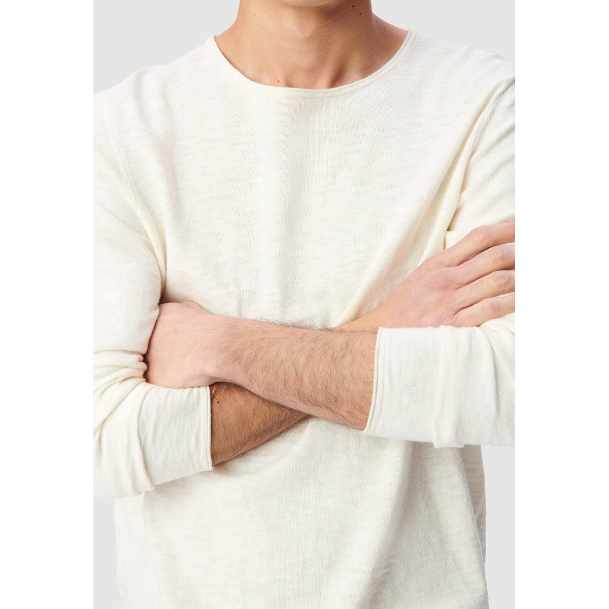 Pull tricot flammé à bords roulottés ecru, IKKS