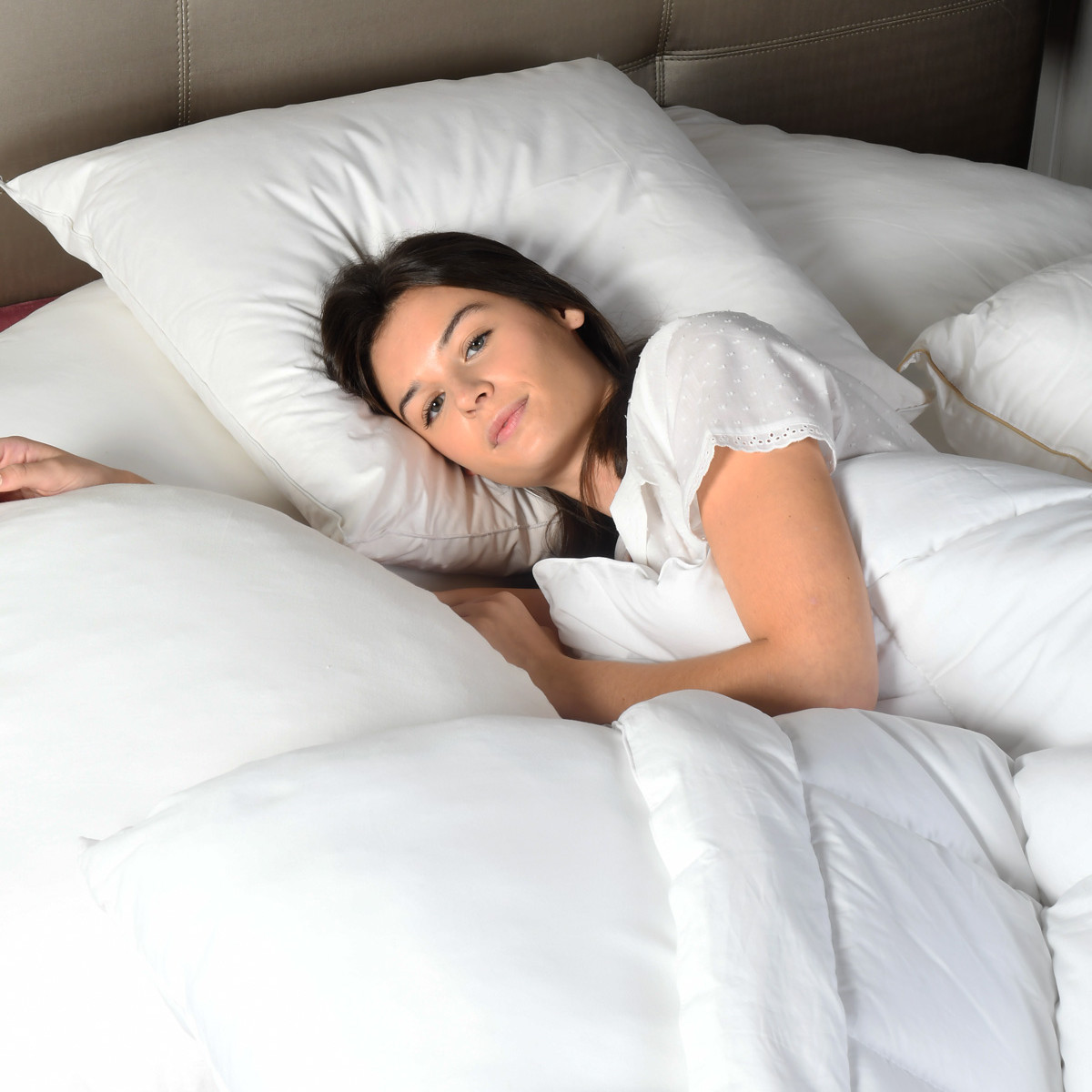 Oreiller naturel moelleux 40% duvet canard neuf SONATE couleur unique, SENSEI MAISON