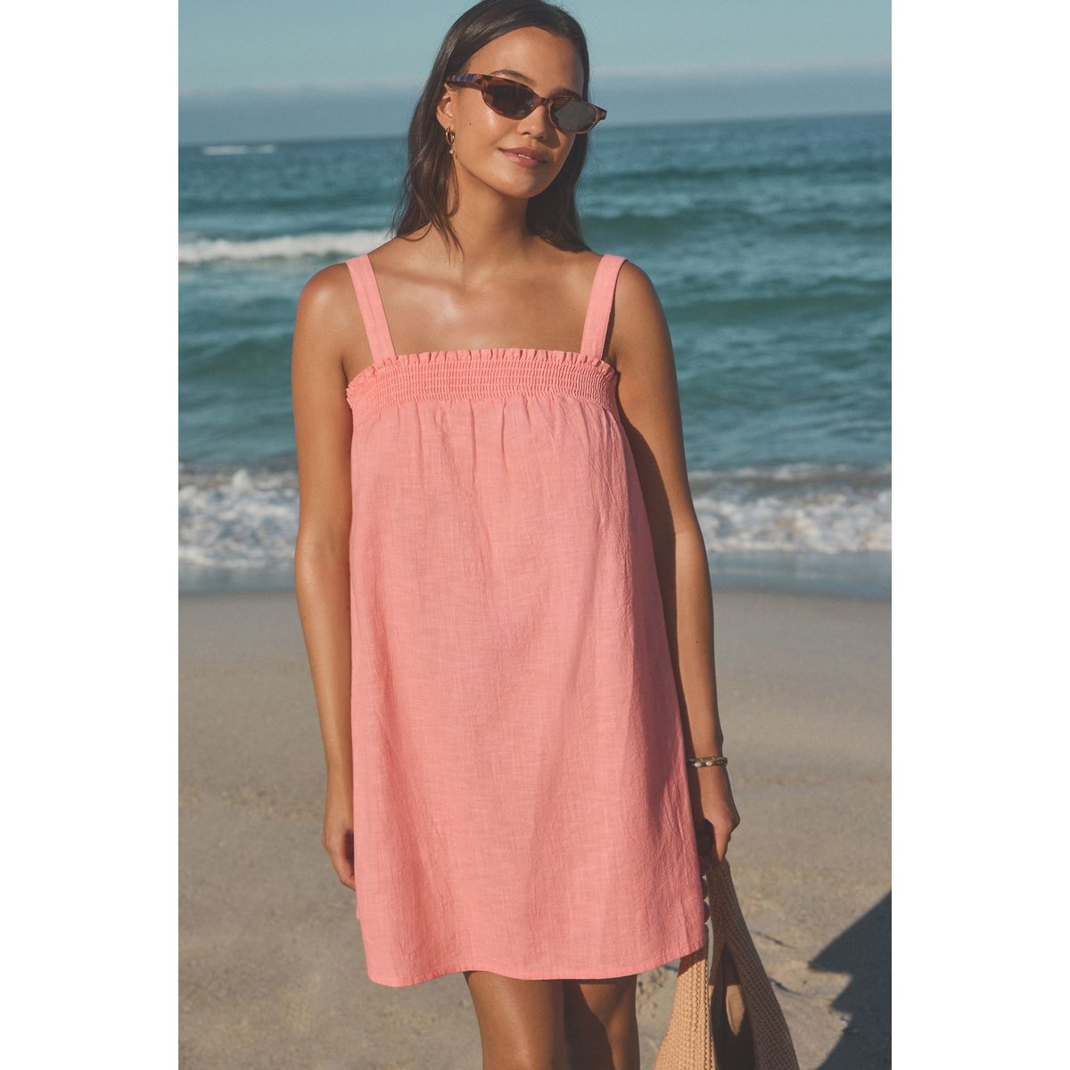 Mini robe d’été 100 % coton rose corail, NEXT