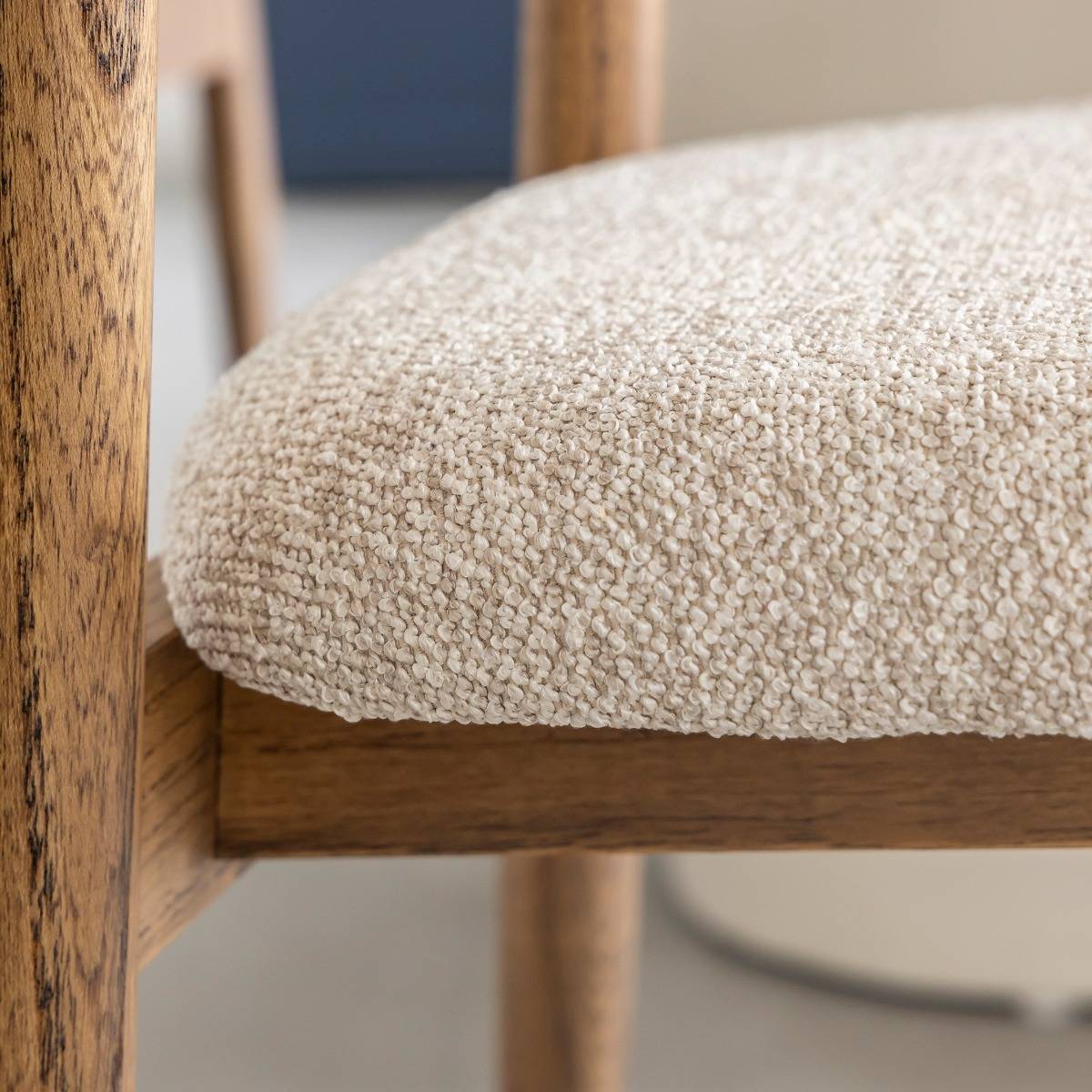 Chaise en bois d'orme et tissu CALYRA bois clair, MADE IN MEUBLES