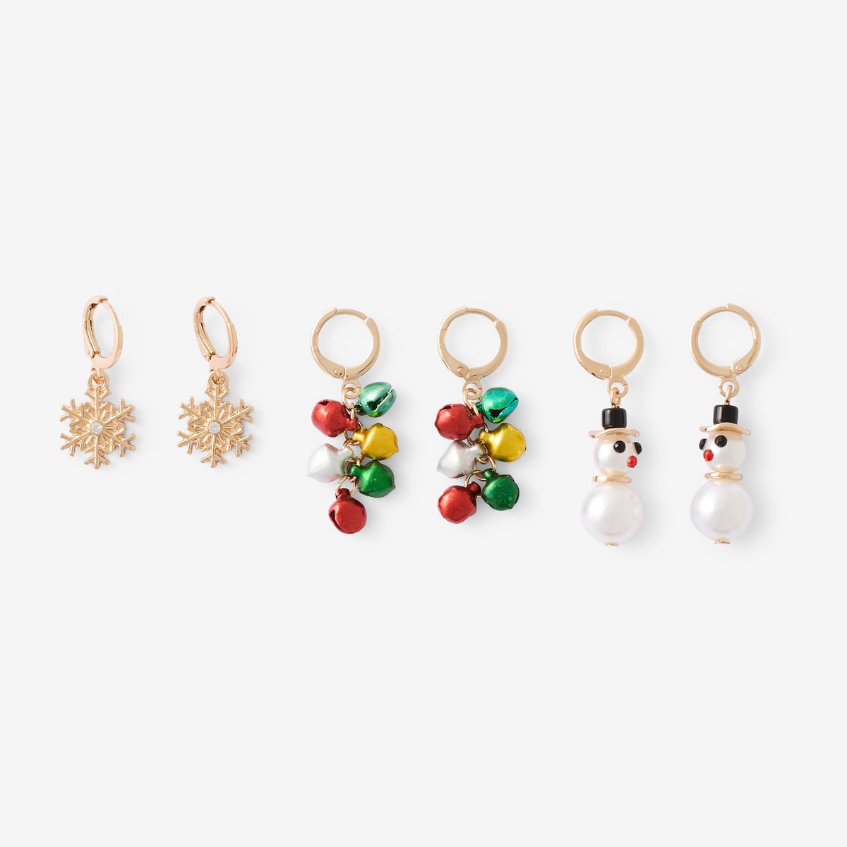 Set de 3 paires de boucles d'oreilles de Noël multicolore, BALABOOSTE