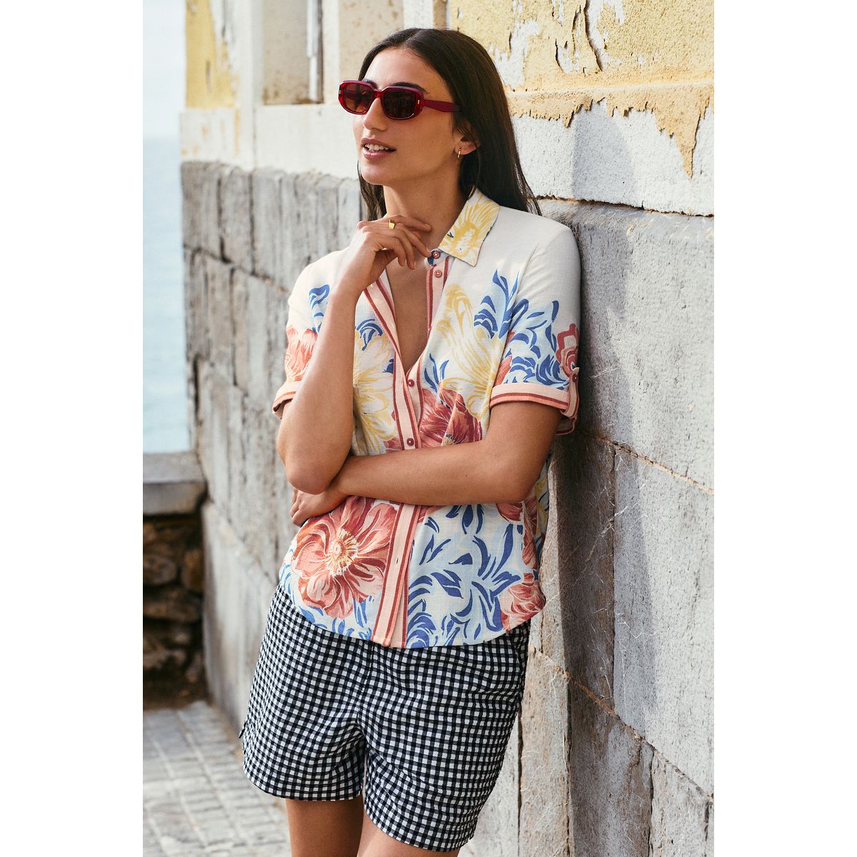 Short vichy à enfiler noir/blanc, NEXT