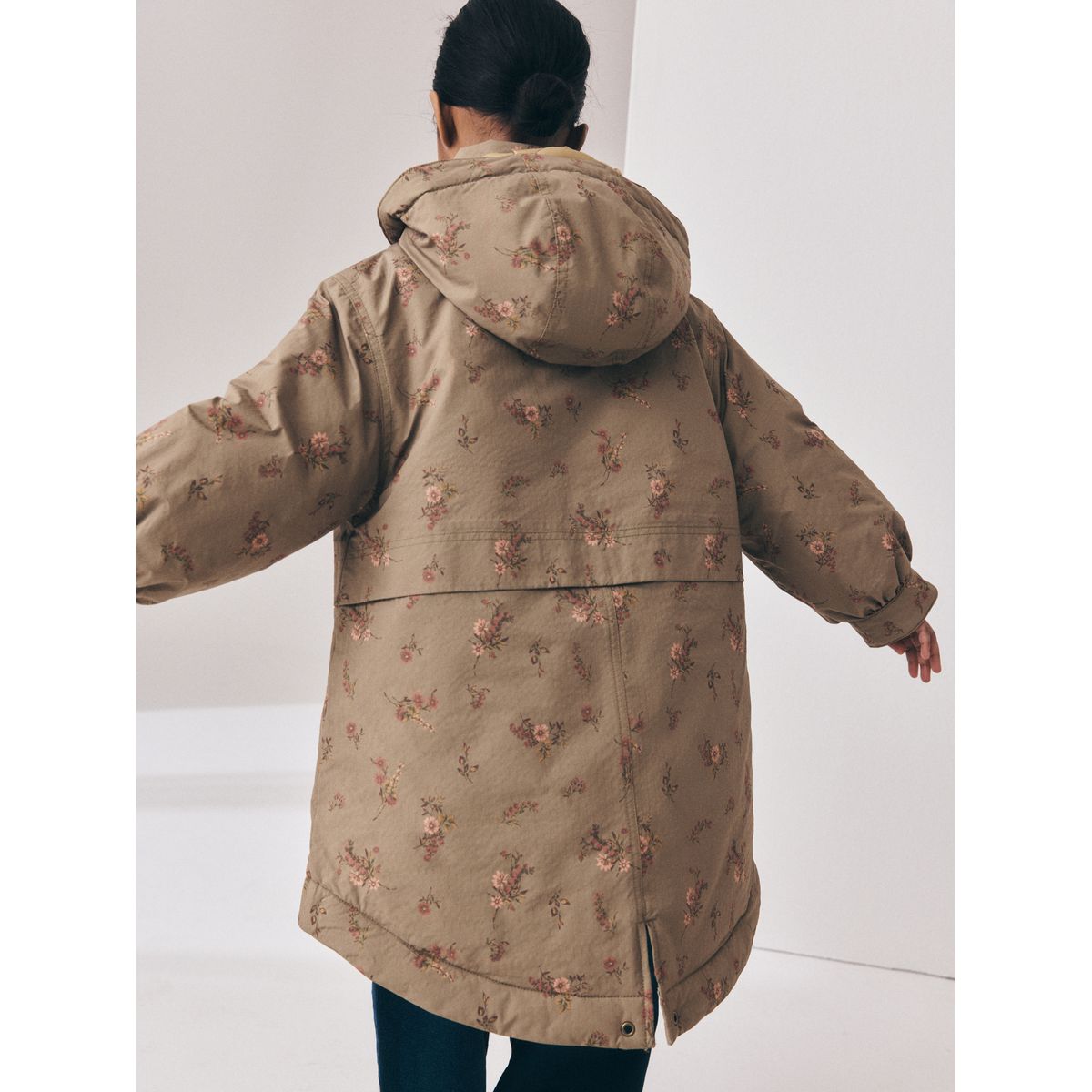 Parka déperlante imprimée fleur kaki, NEXT
