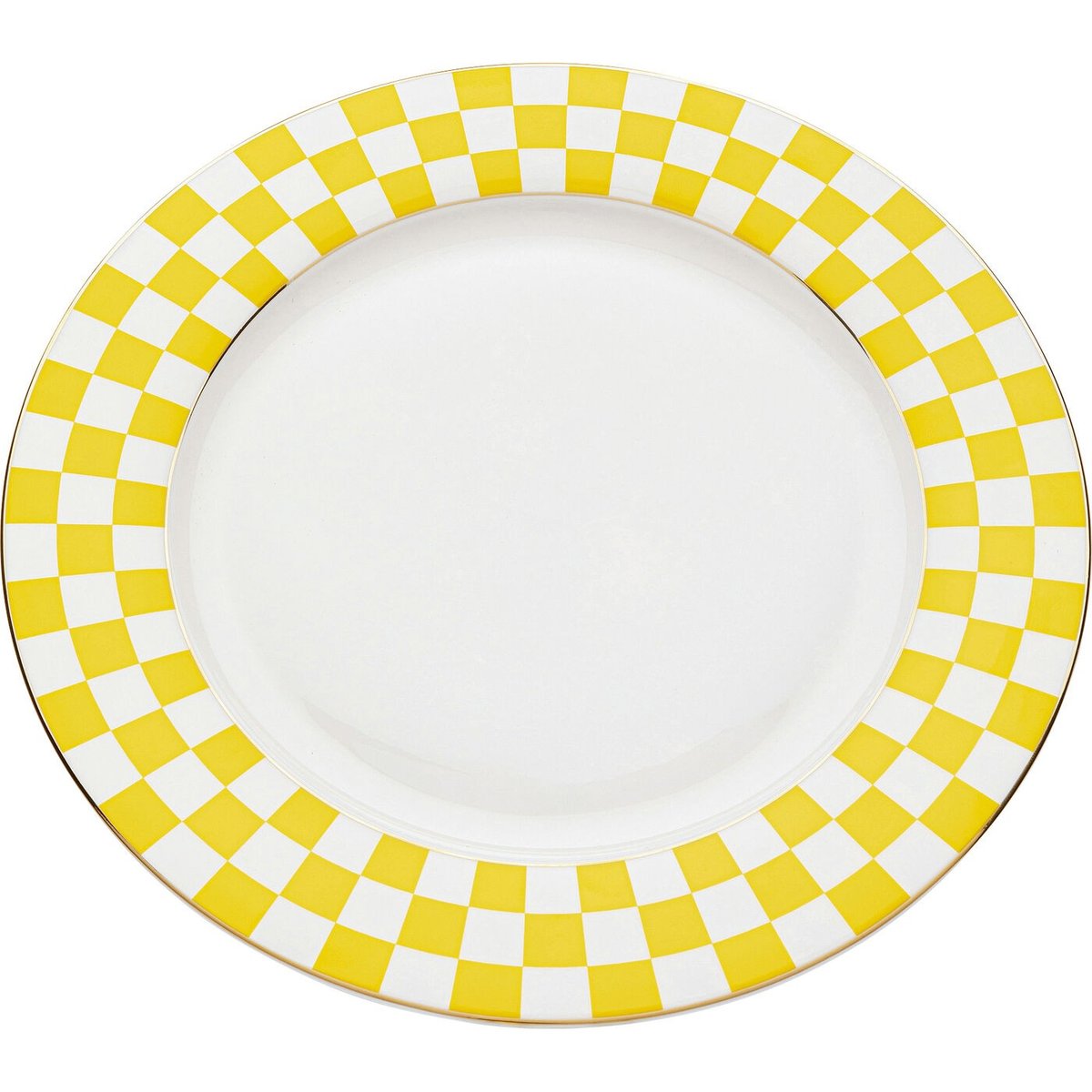 Lot de 6 assiettes bord damier, HARLEQUIN jaune, KARE DESIGN