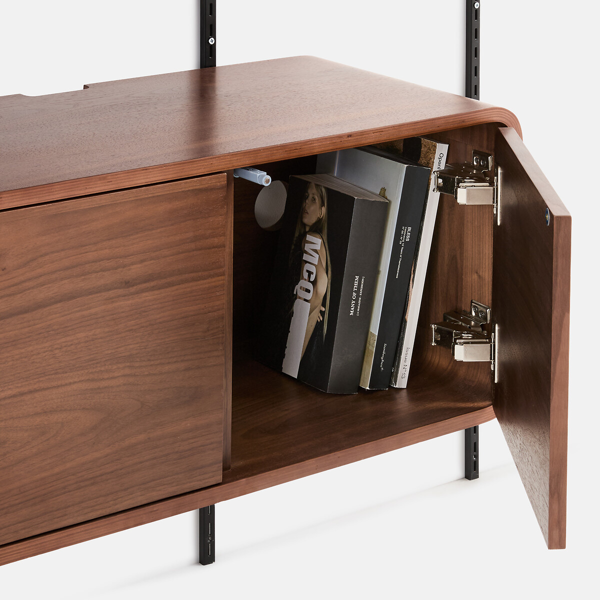 Etagère murale, plaqué noyer, 3 tablettes, 1 caisson, CELMA noyer/noir, LA REDOUTE INTERIEURS