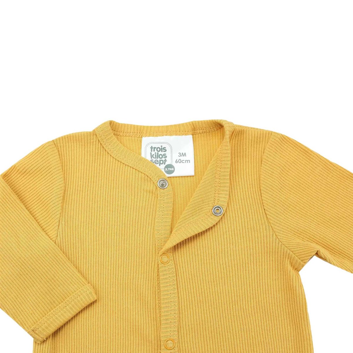 Pyjama coton bébé - maille côtelée #edbe00, TROIS KILOS SEPT