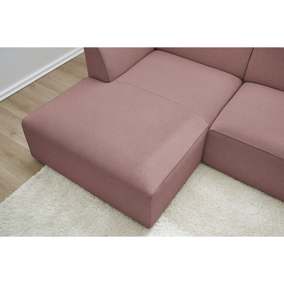 Canapé modulable 4 places en tissu chiné, MEGEVE rose, BOBOCHIC