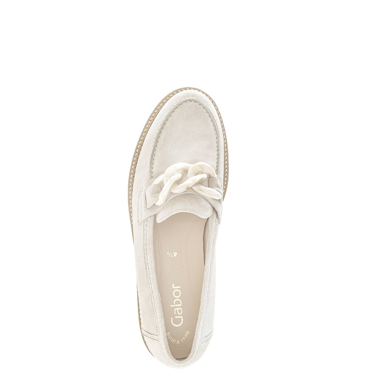 Mocassins en cuir velours à talon décroché lin velours, GABOR