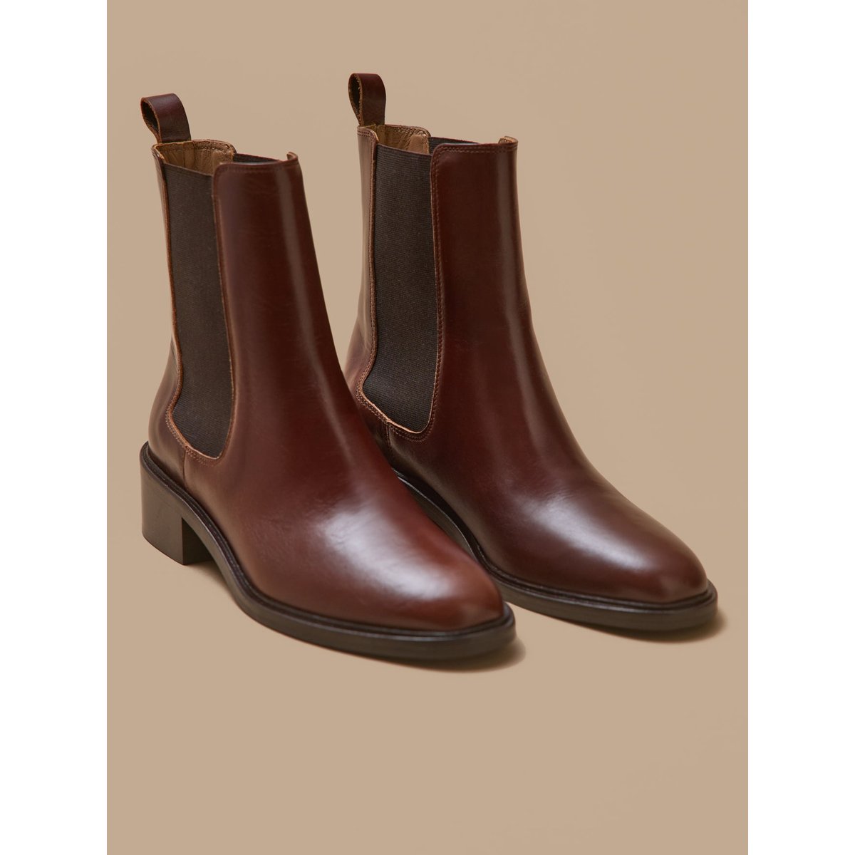 Boots chelsea cuir cognac, CYRILLUS