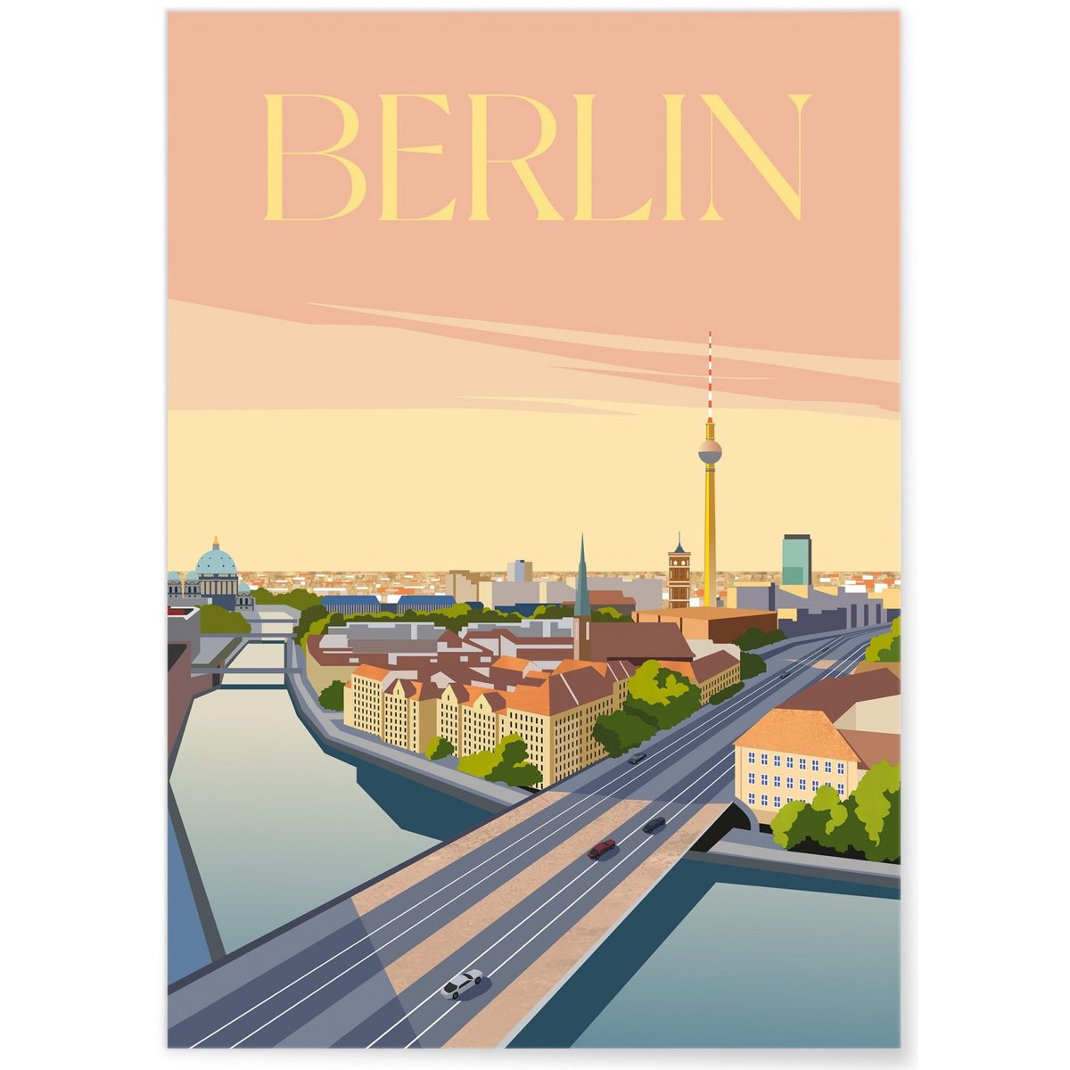 Affiche ville Berlin 2 blanc, L'AFFICHERIE