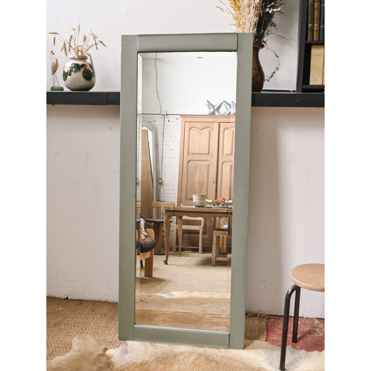 Miroir style campagne patiné Georges N°1452 - Bon état vert d'eau, DEBONGOUT