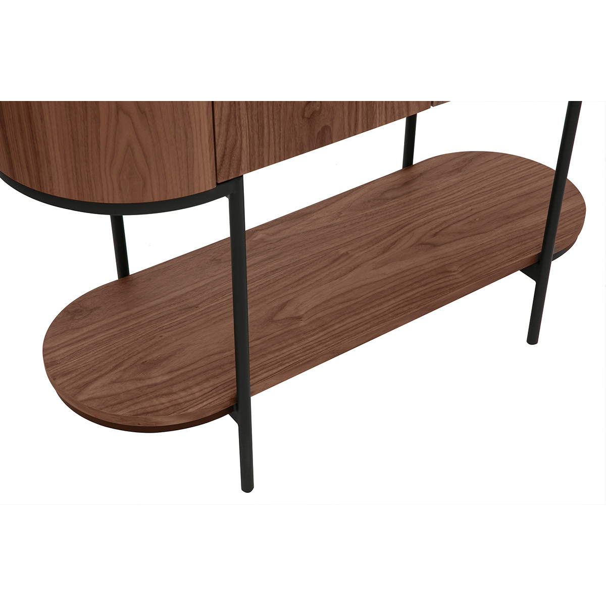 Console design avec tiroirs en bois foncé noyer et métal noir L110 cm SKYE noyer, MILIBOO