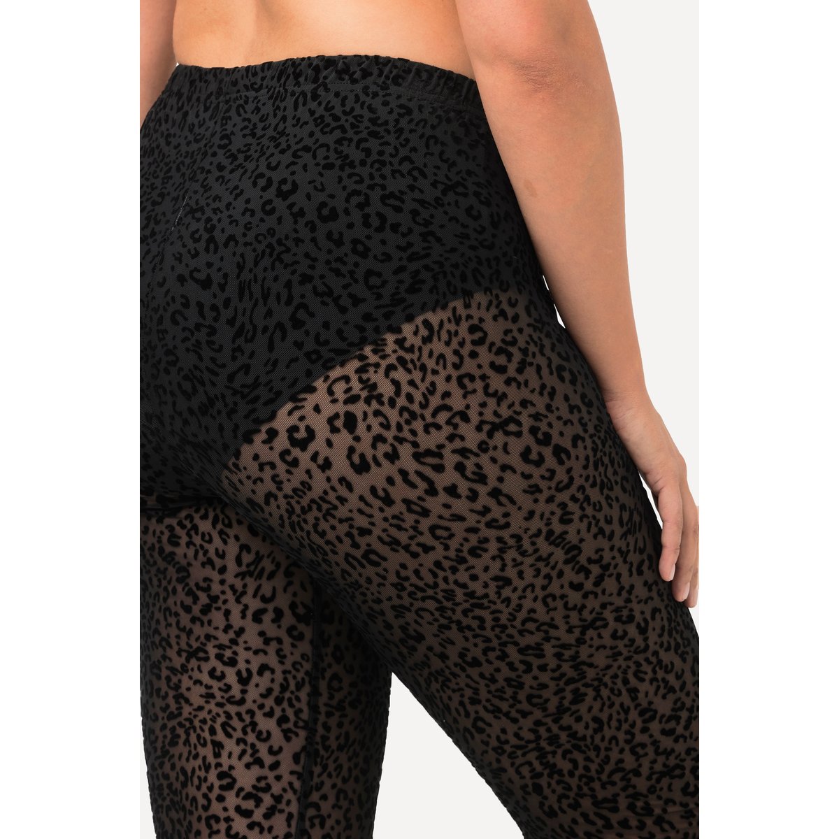 Legging en mesh à motif léopard noir, ULLA POPKEN