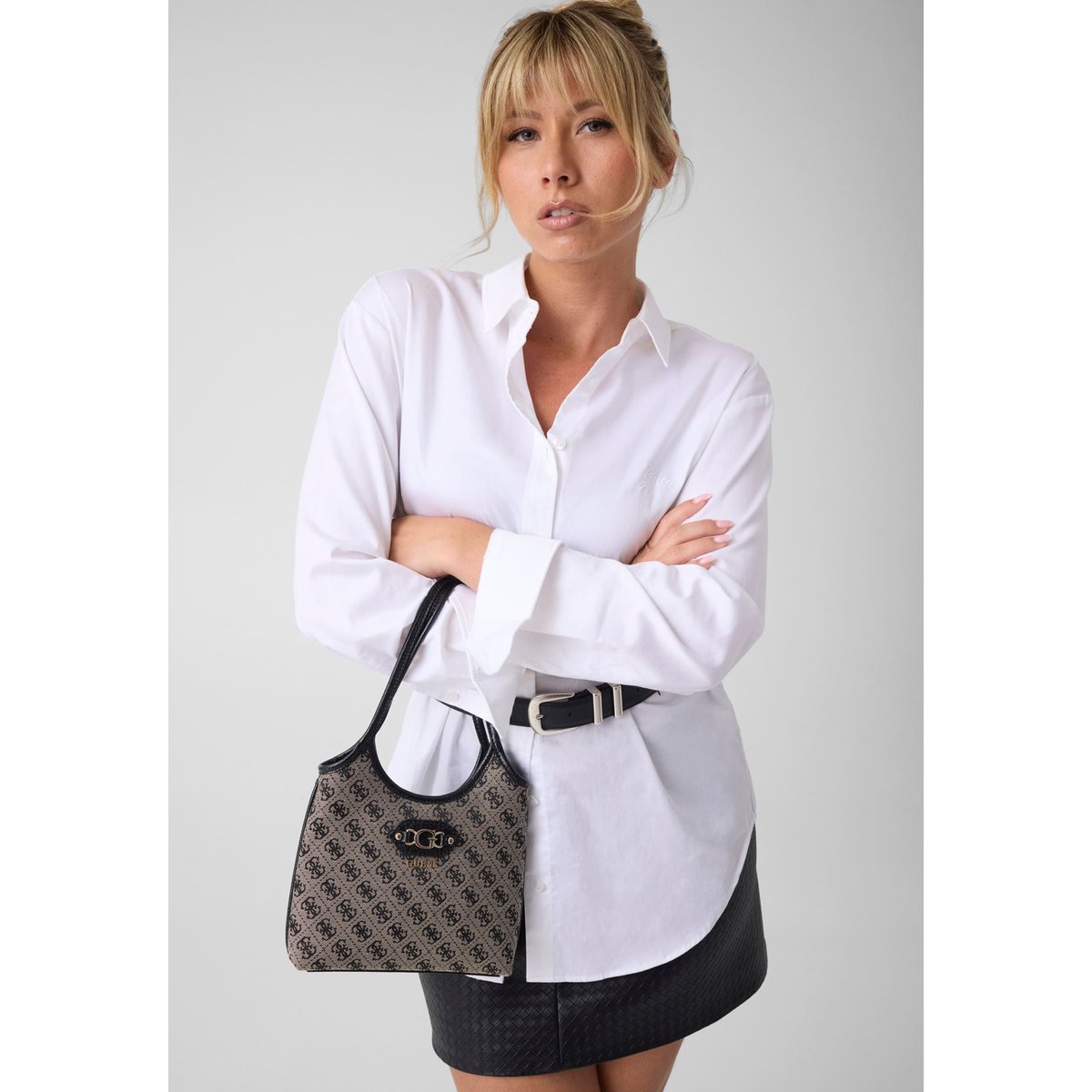 Samantha Logo Mini Shopper noir multi, GUESS