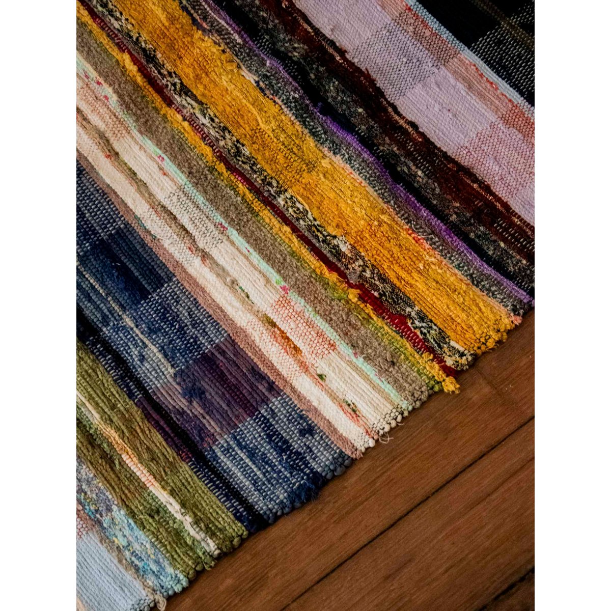 Tapis artisanal rayé Olivier N°122 - Bon état multicolore, DEBONGOUT