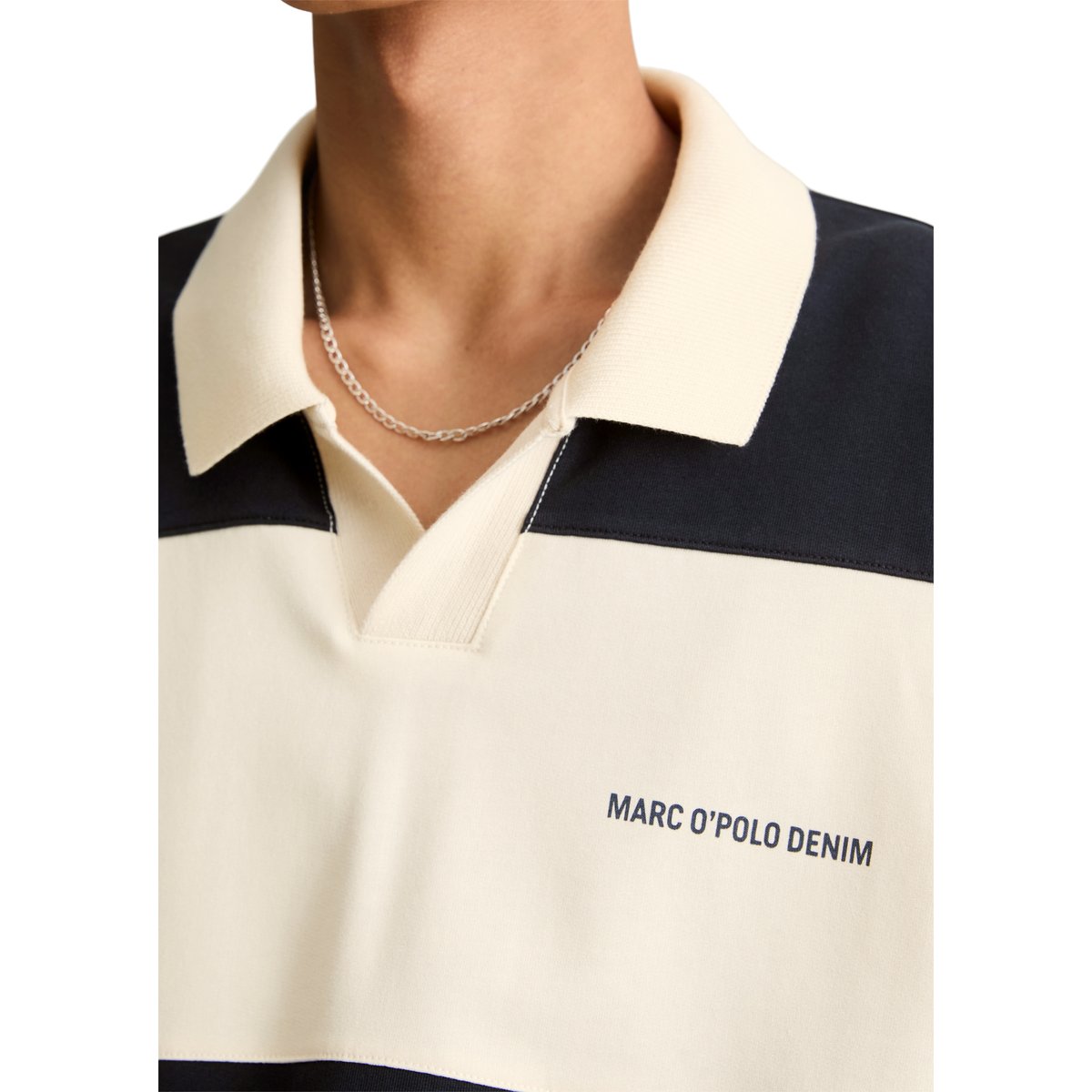 Sweat-shirt polo coupe décontractée avec des rayures Cut & Sew bleu, MARC O’POLO DENIM