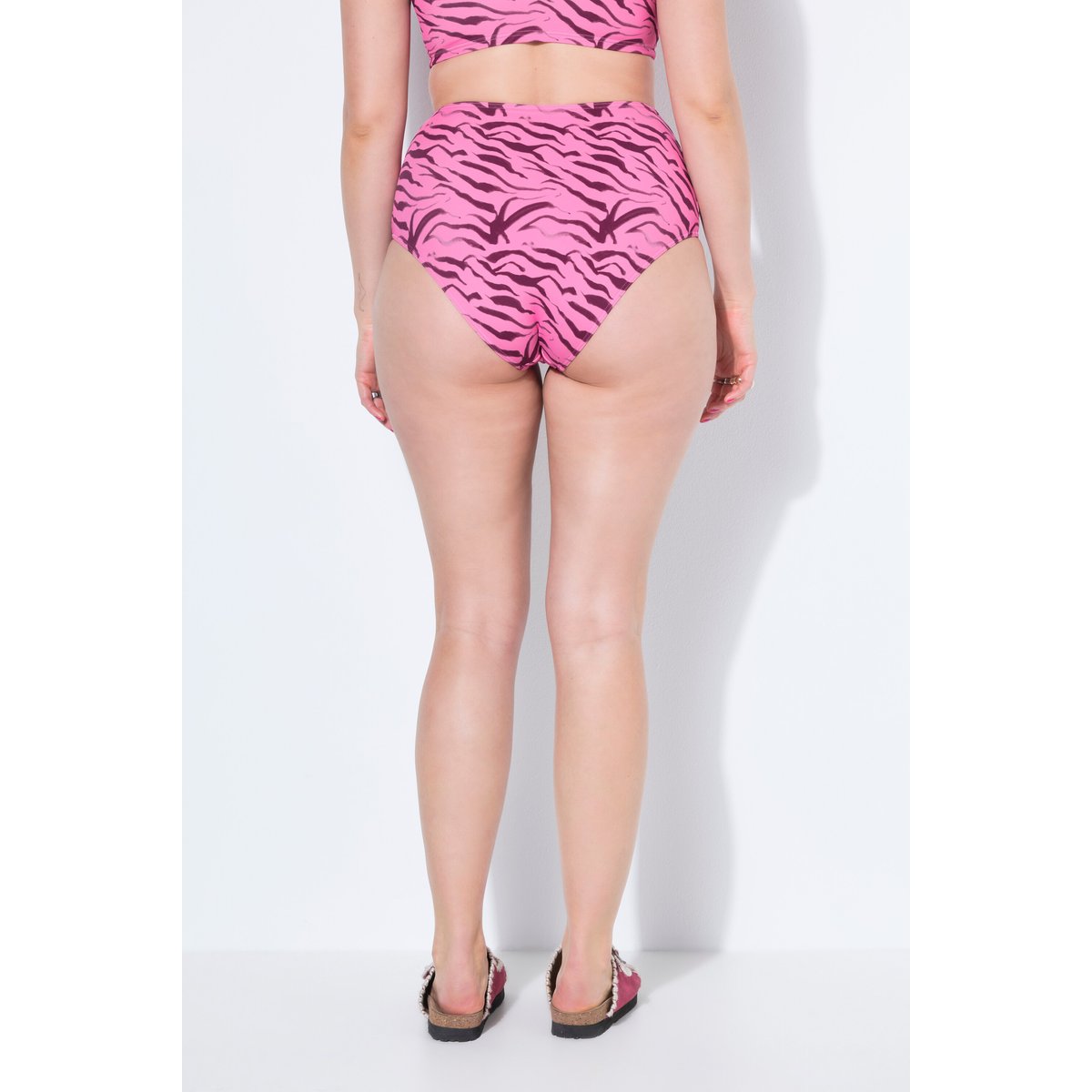 Bas de bikini, imprimé zèbre, taille haute rose vif, STUDIO UNTOLD