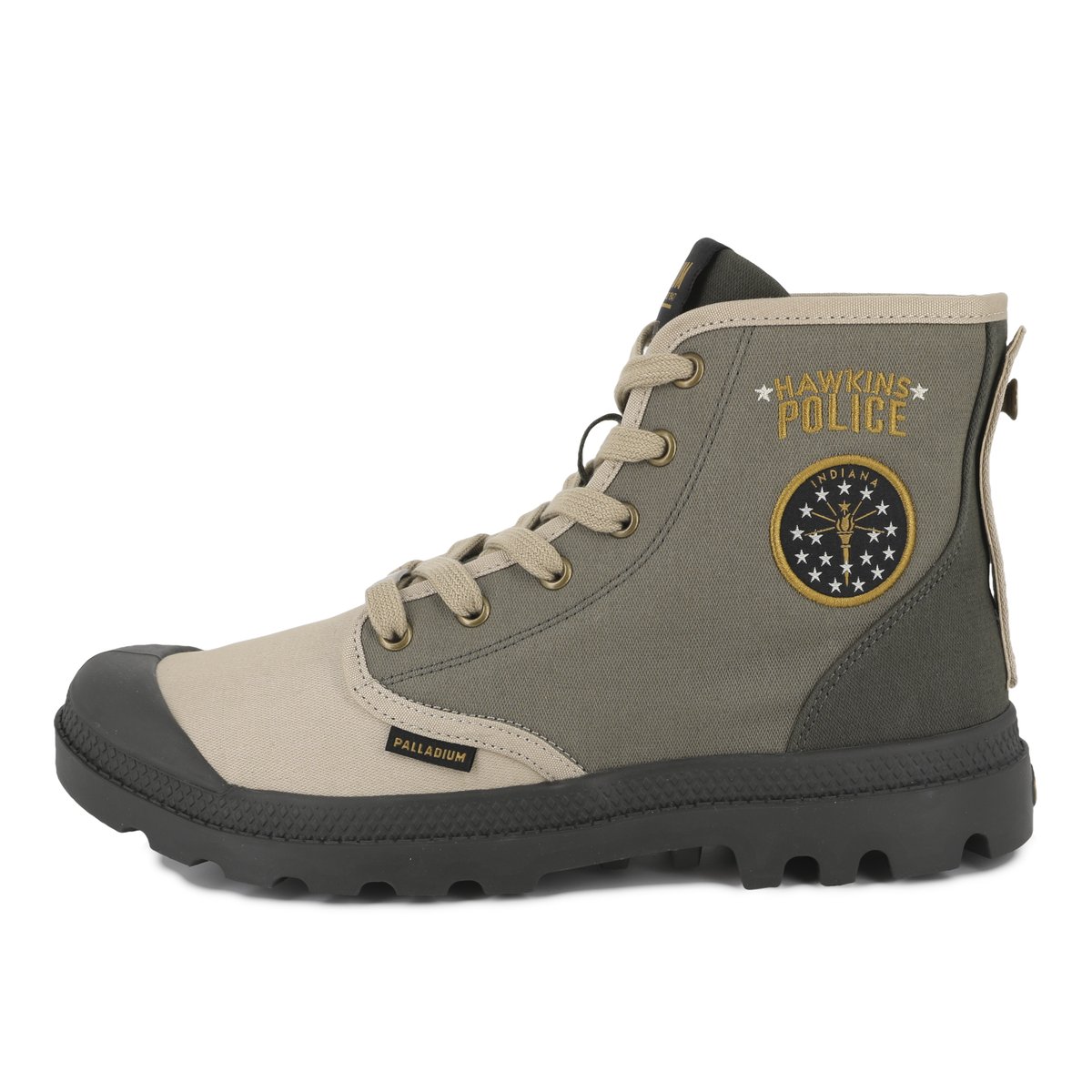 Baskets montantes en coton PAMPA HAWKINS POLICE vert-dusky green, PALLADIUM