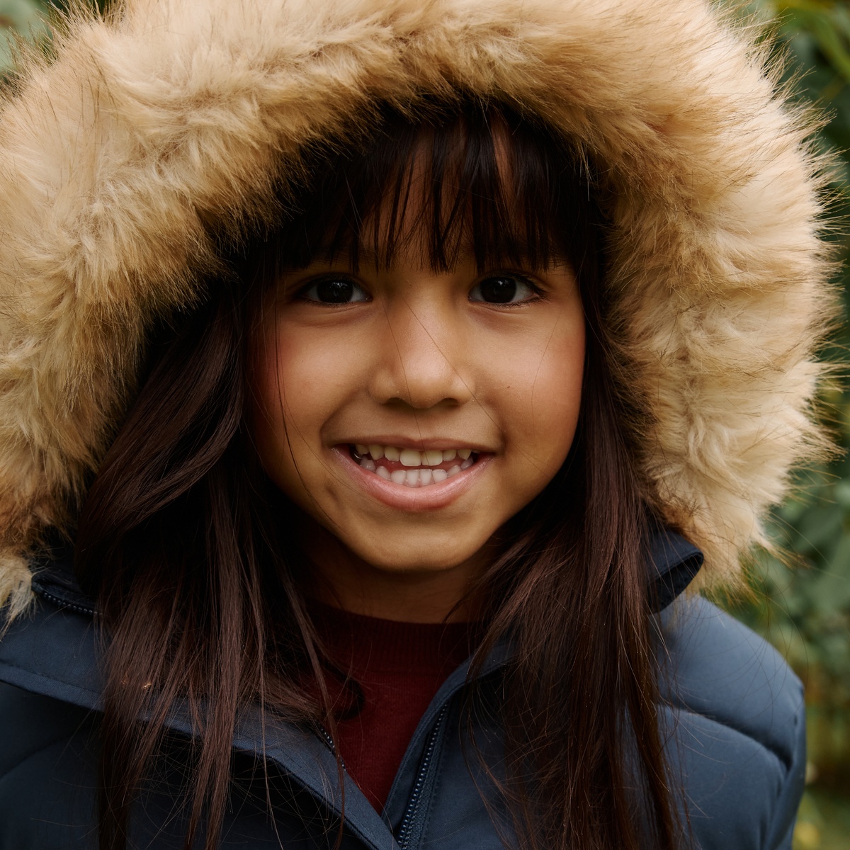 Doudoune enfant imperméable doublée sherpa avec capuche Adèle bleu, PETIT BEGUIN