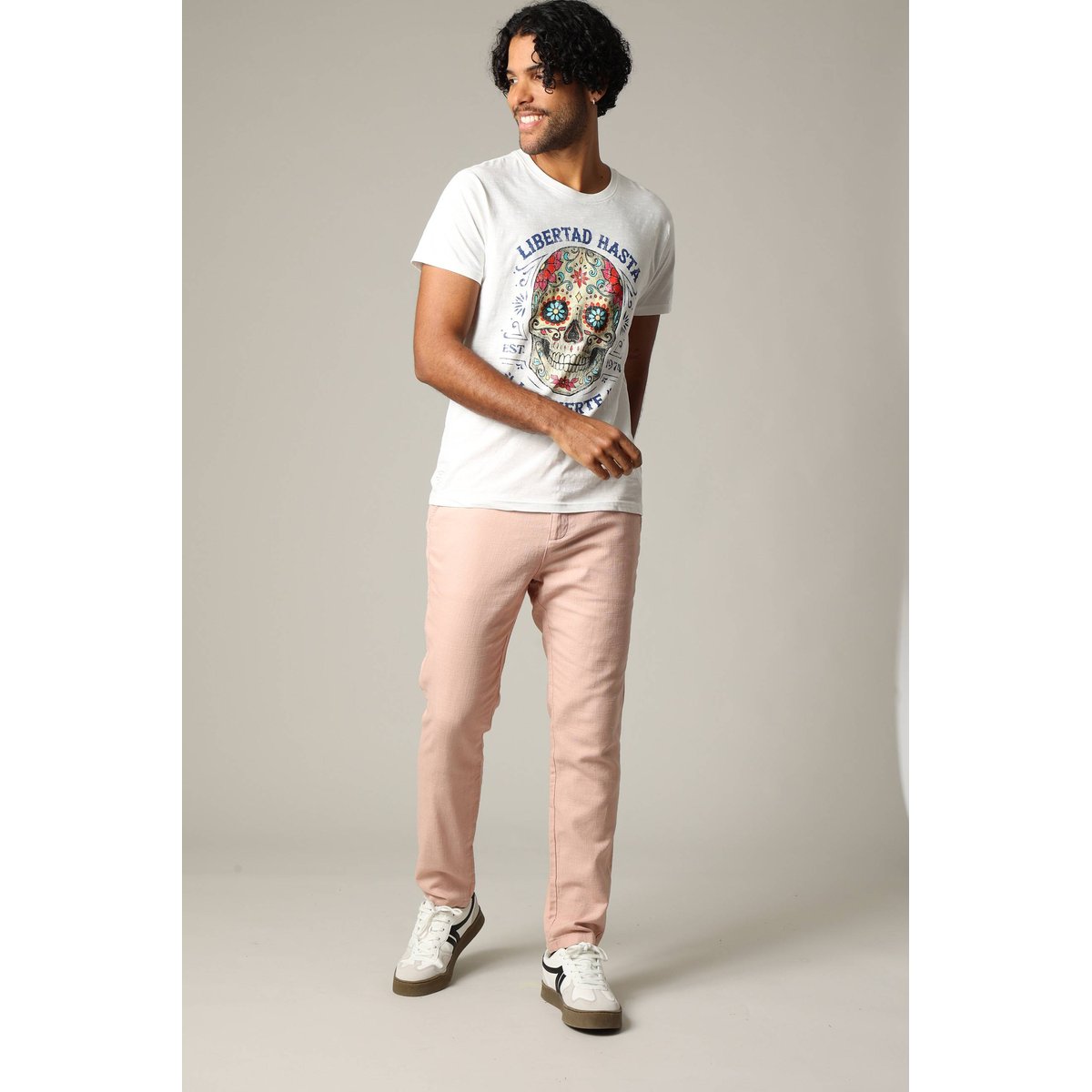 Pantalon standard en coton dobby avec braguette fermeture à glissière MIDAS old pink, DEELUXE