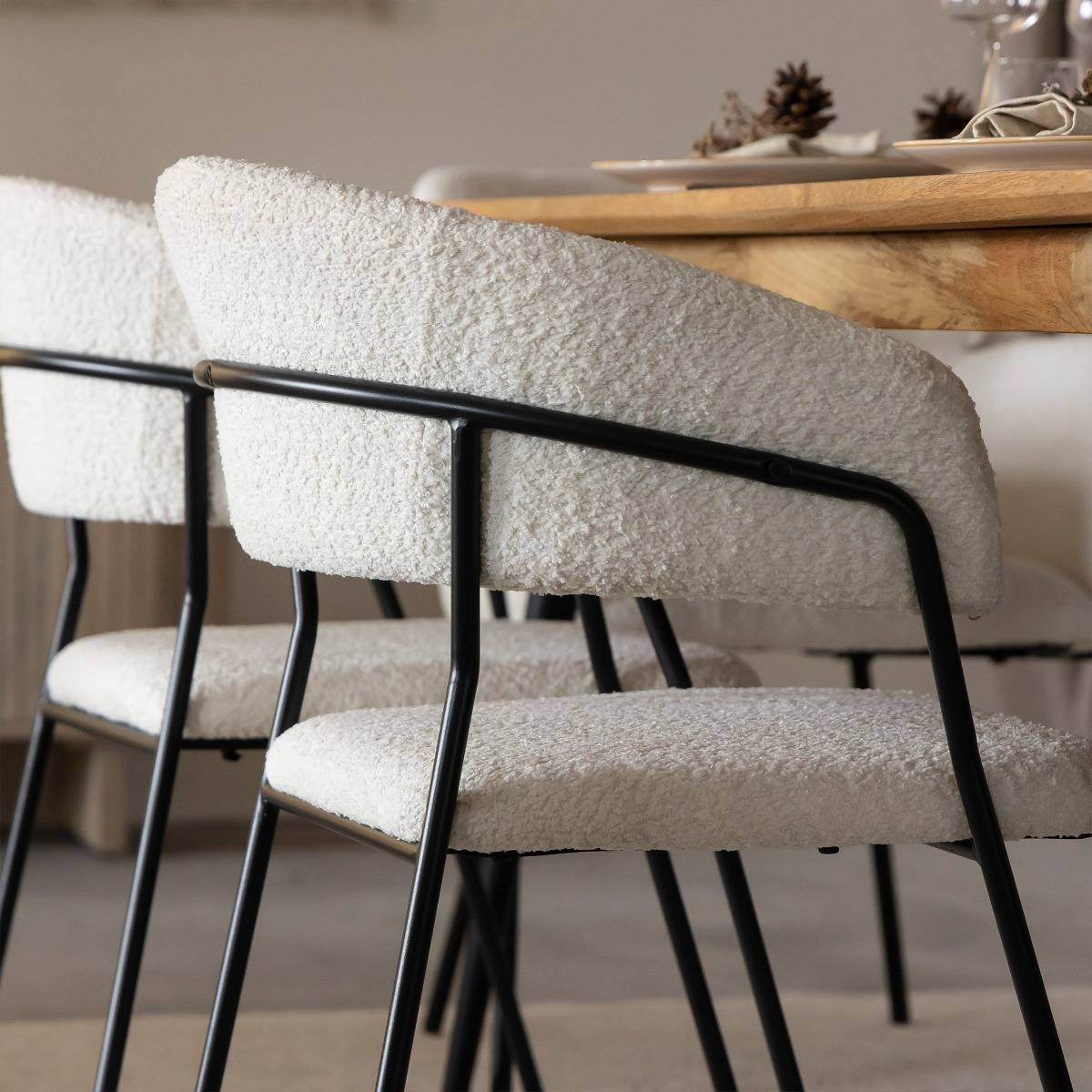 Lot de 2 chaises en tissu et métal KANOA blanc, MADE IN MEUBLES 