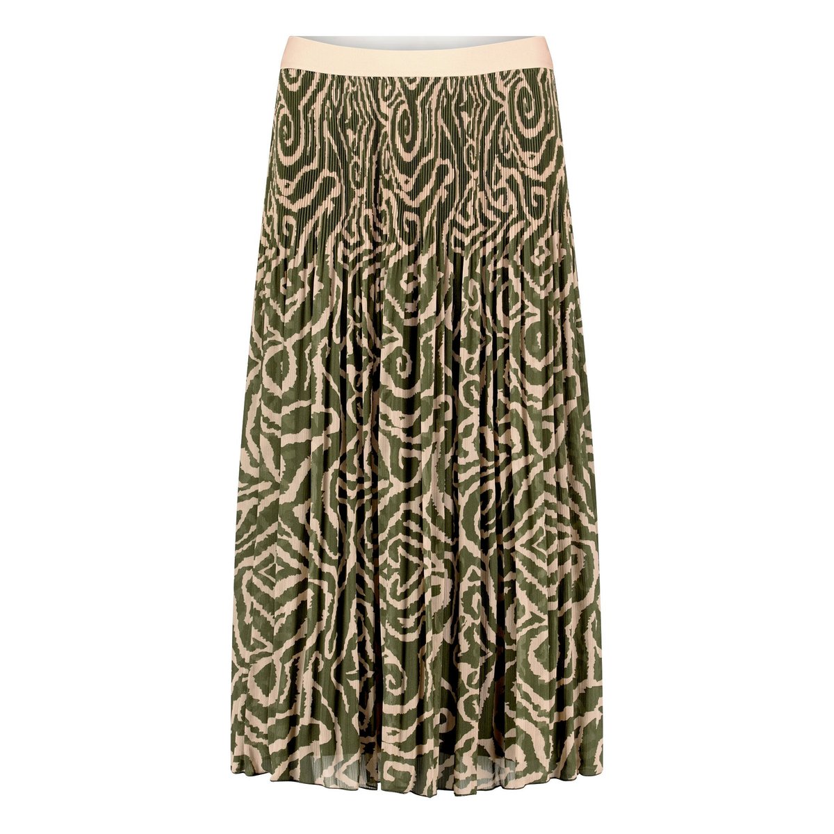 Jupe plissée à plis khaki/cream, CARTOON