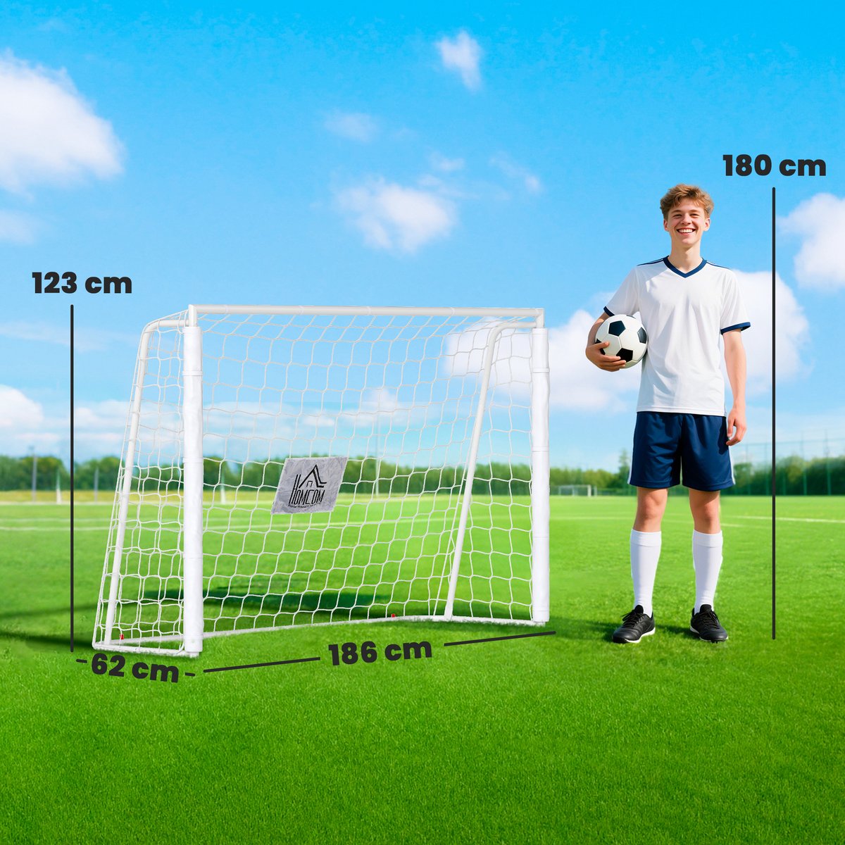 But de football Métal Noir, Blanc blanc, HOMCOM