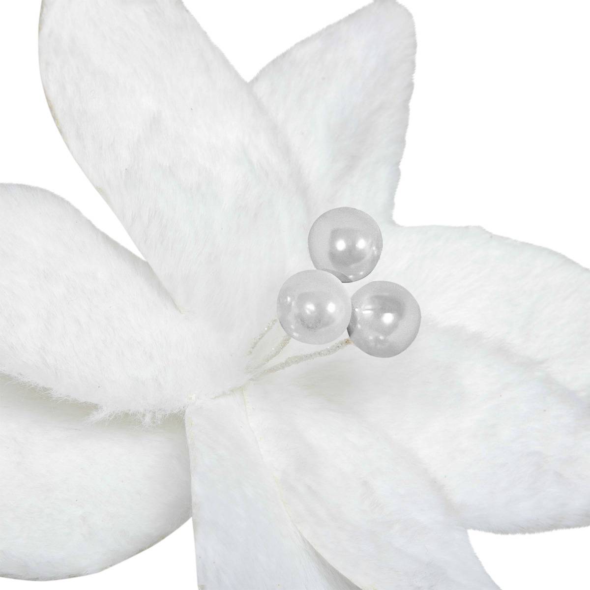 Décoration de sapin poinsettia blanc 25cm blanc, ATMOSPHERA