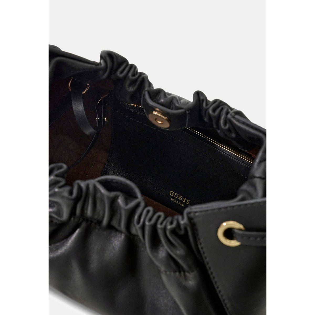 Sac Seau En Cuir Véritable Helene noir, GUESS