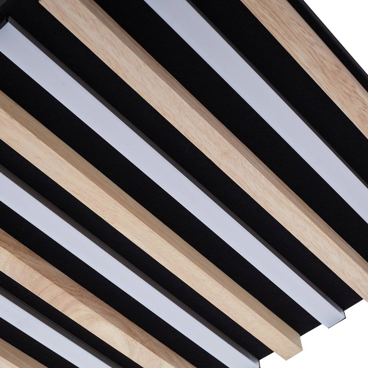 Plafonnier en bois moderneLED, Firka bois clair, blanc, LINDBY